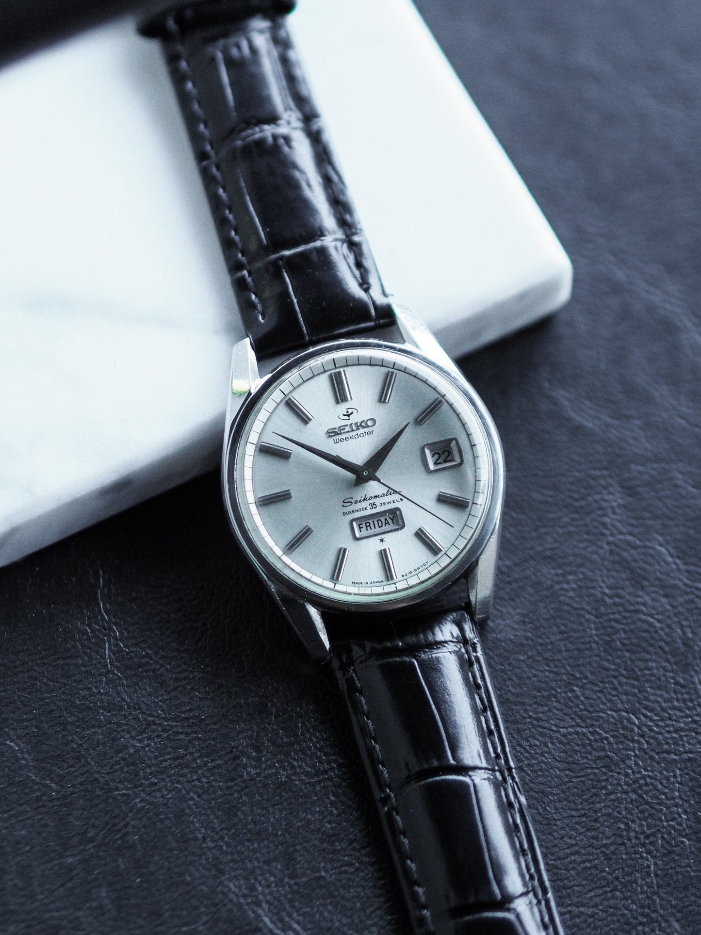 Seiko Seikomatic 6218-8970 Weekdater AD Silver Sunburst Dial