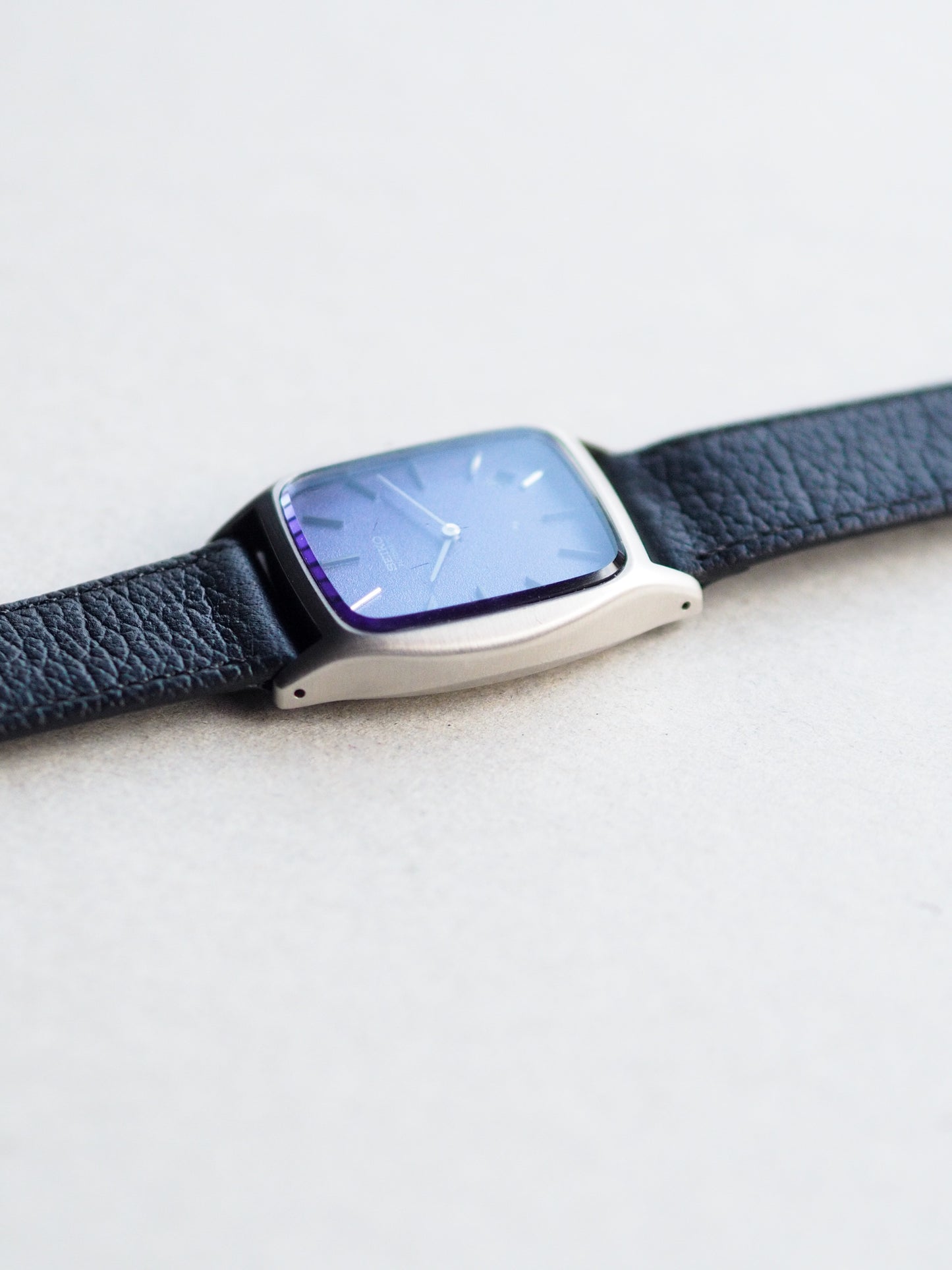 Seiko Chariot Automatic 2418-301A Tank Blue Sand Textured Dial