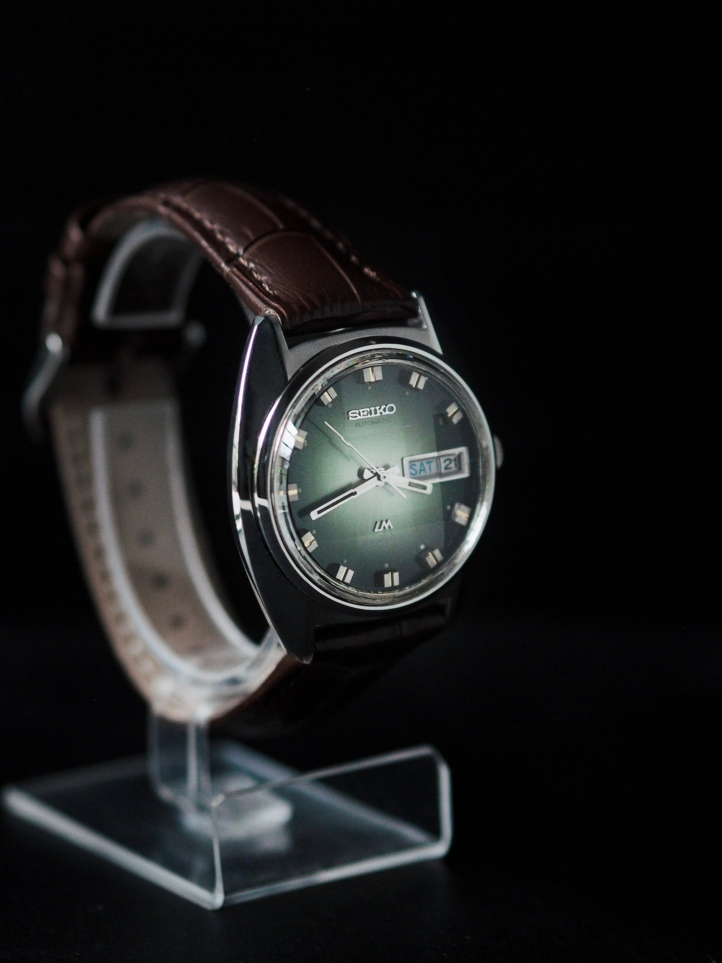 Seiko LM 5606-7231 Lord Matic Faceted Crystal Green Sunburst Dial