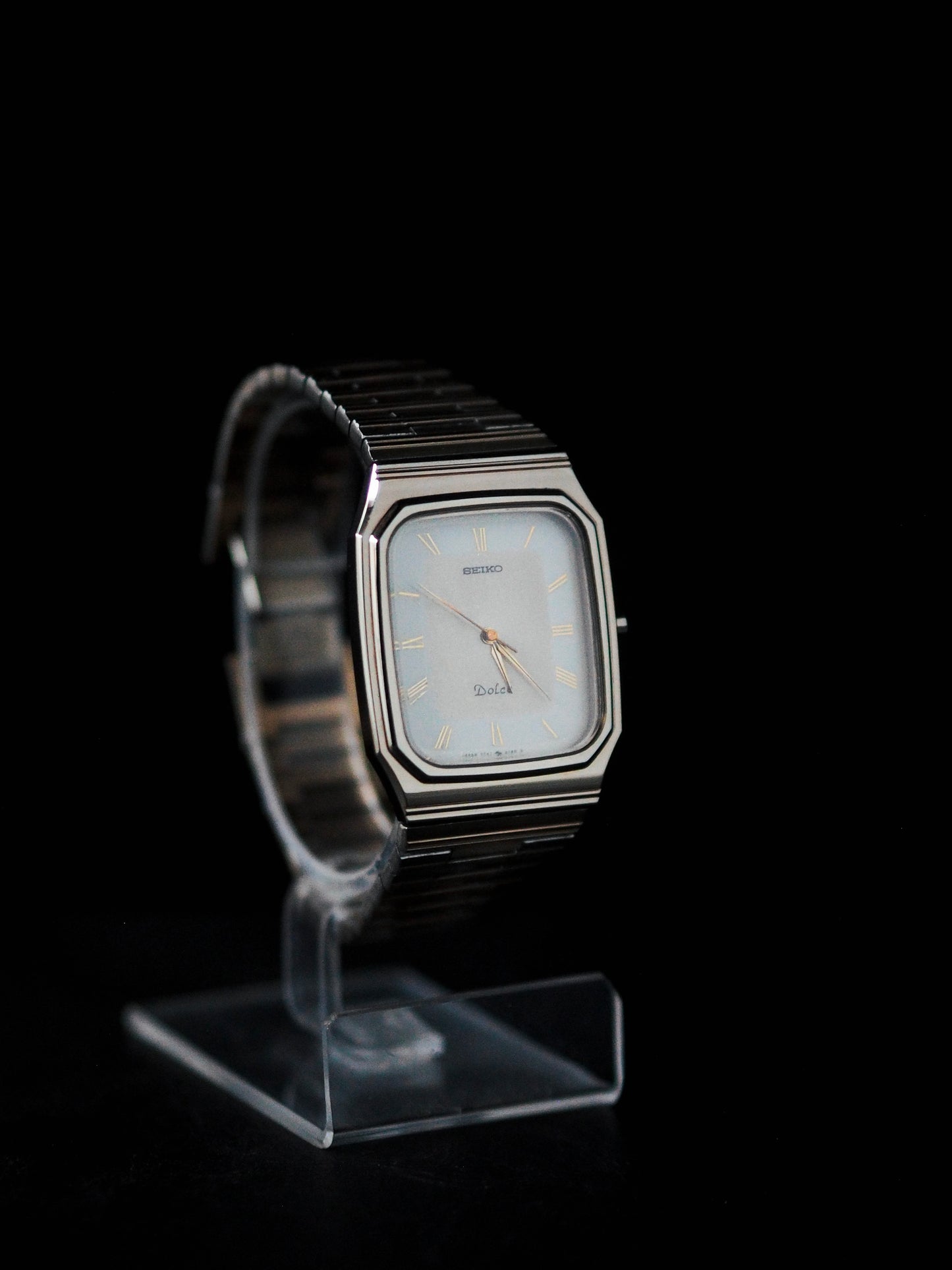 Seiko Dolce 7741-5130 Tank Tungsten Carbide Two Tone Salmon Dial