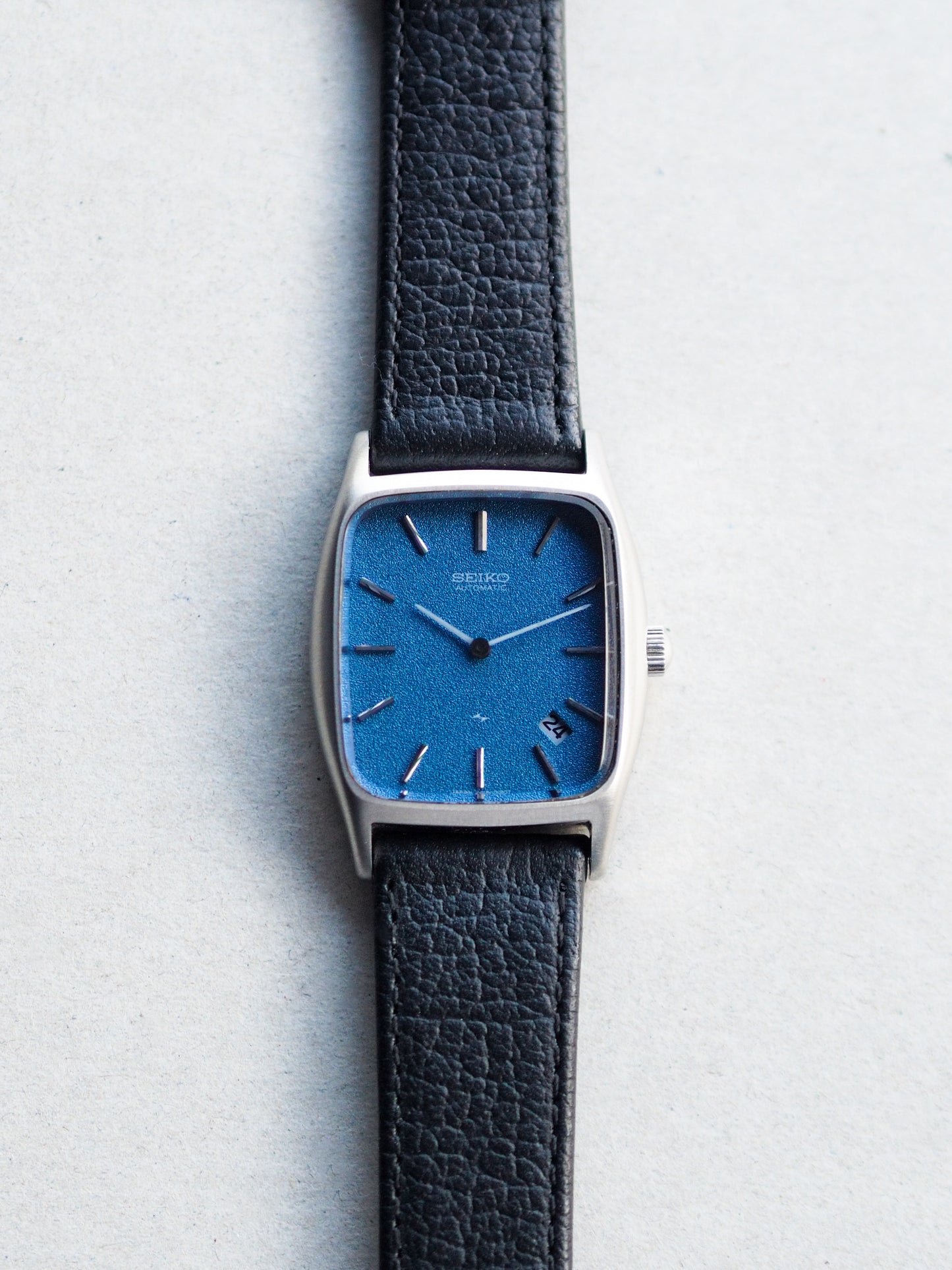 Seiko Chariot Automatic 2418-301A Tank Blue Sand Textured Dial