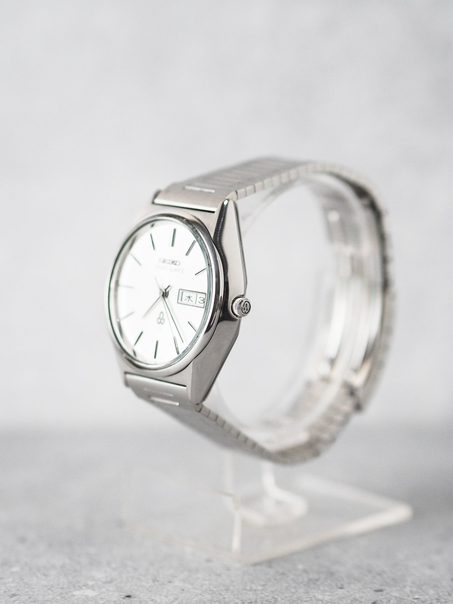 Seiko Grand Quartz 4843-8001 White Linen Sunburst Dial