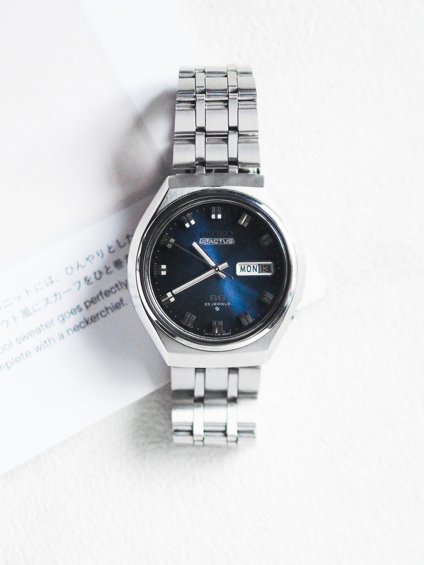 Seiko 5 Actus SS 6106-8680 JDM Dark Blue Sunburst Dial