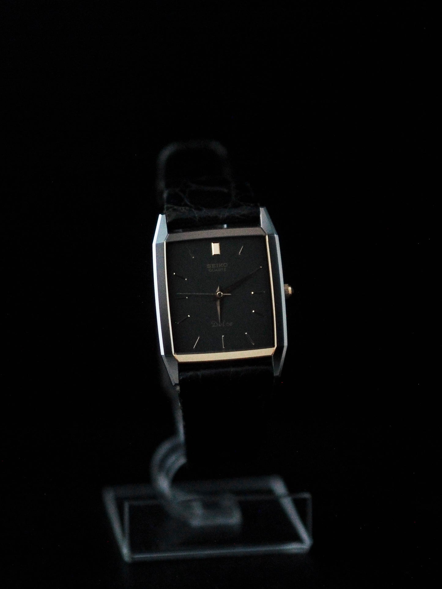 Seiko Dolce 7321-5710 Tank Tungsten Carbide Dark Gray Black Dial