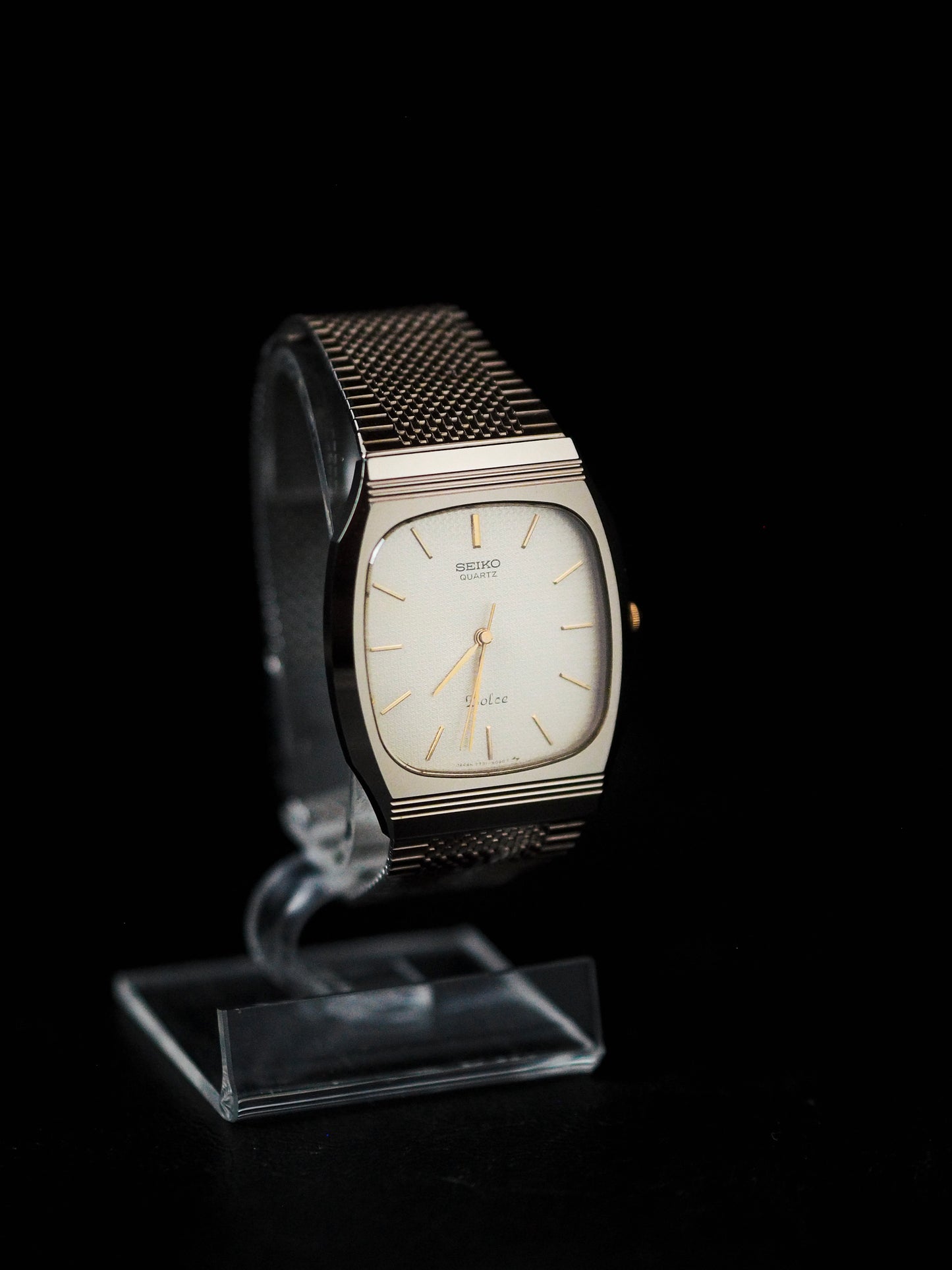 Seiko Dolce 7731-5091 Tonneau 碳化钨金色纹理表盘