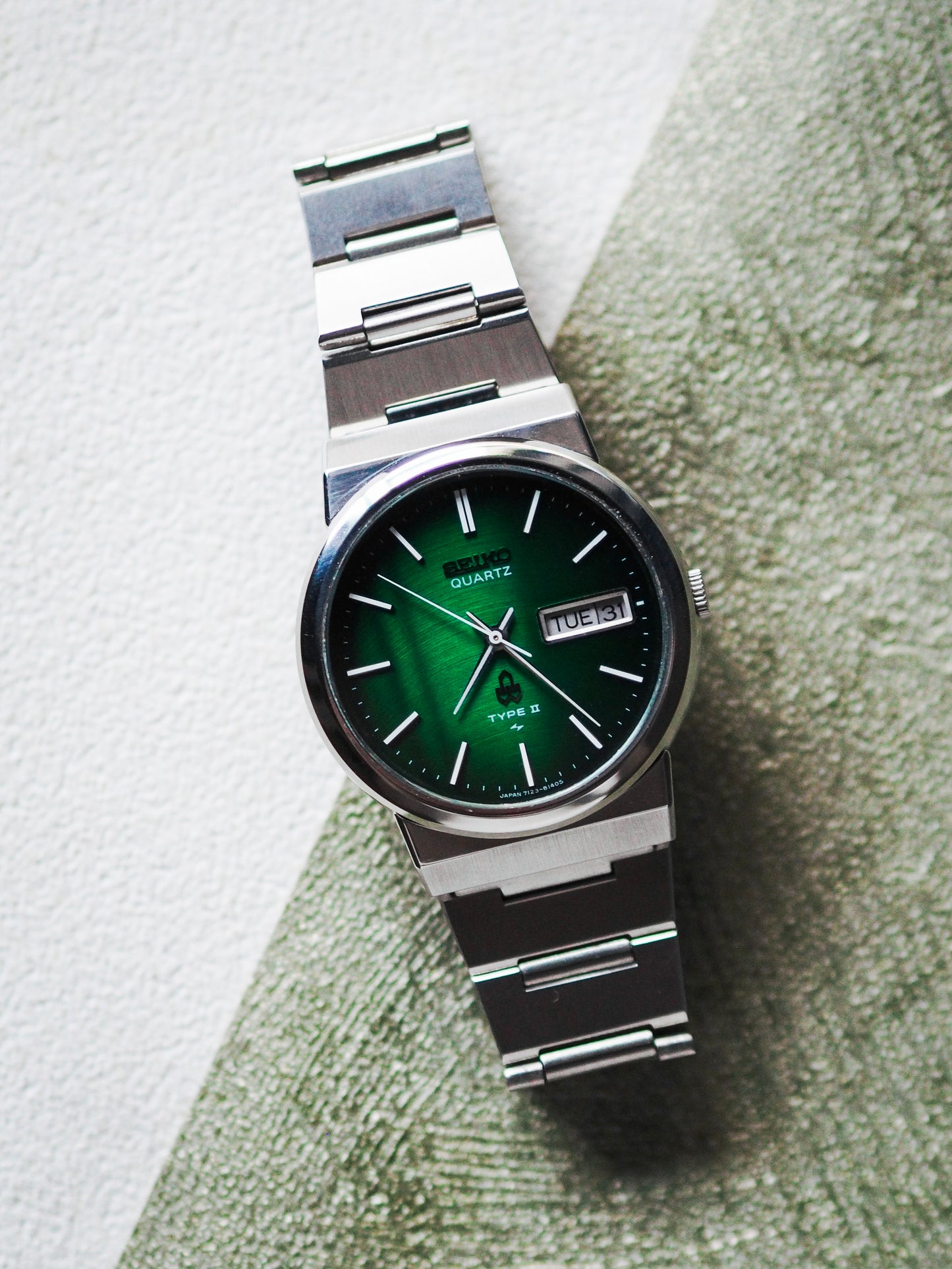 Seiko Type II 7123-8120 Green Curve Linen Textured Dial