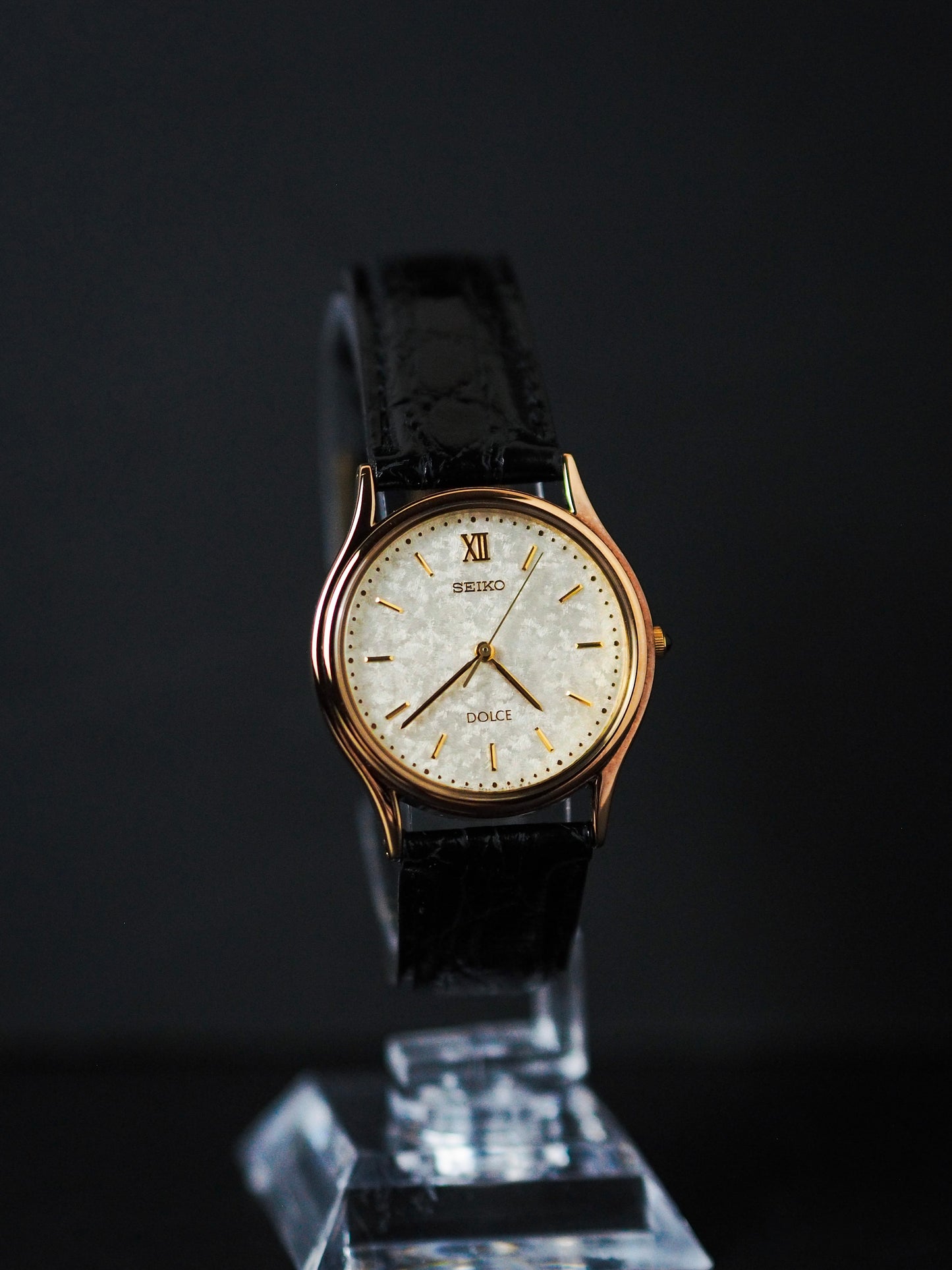 Seiko Dolce 5E31-6070 Gold White Kira-zuri Textured Dial