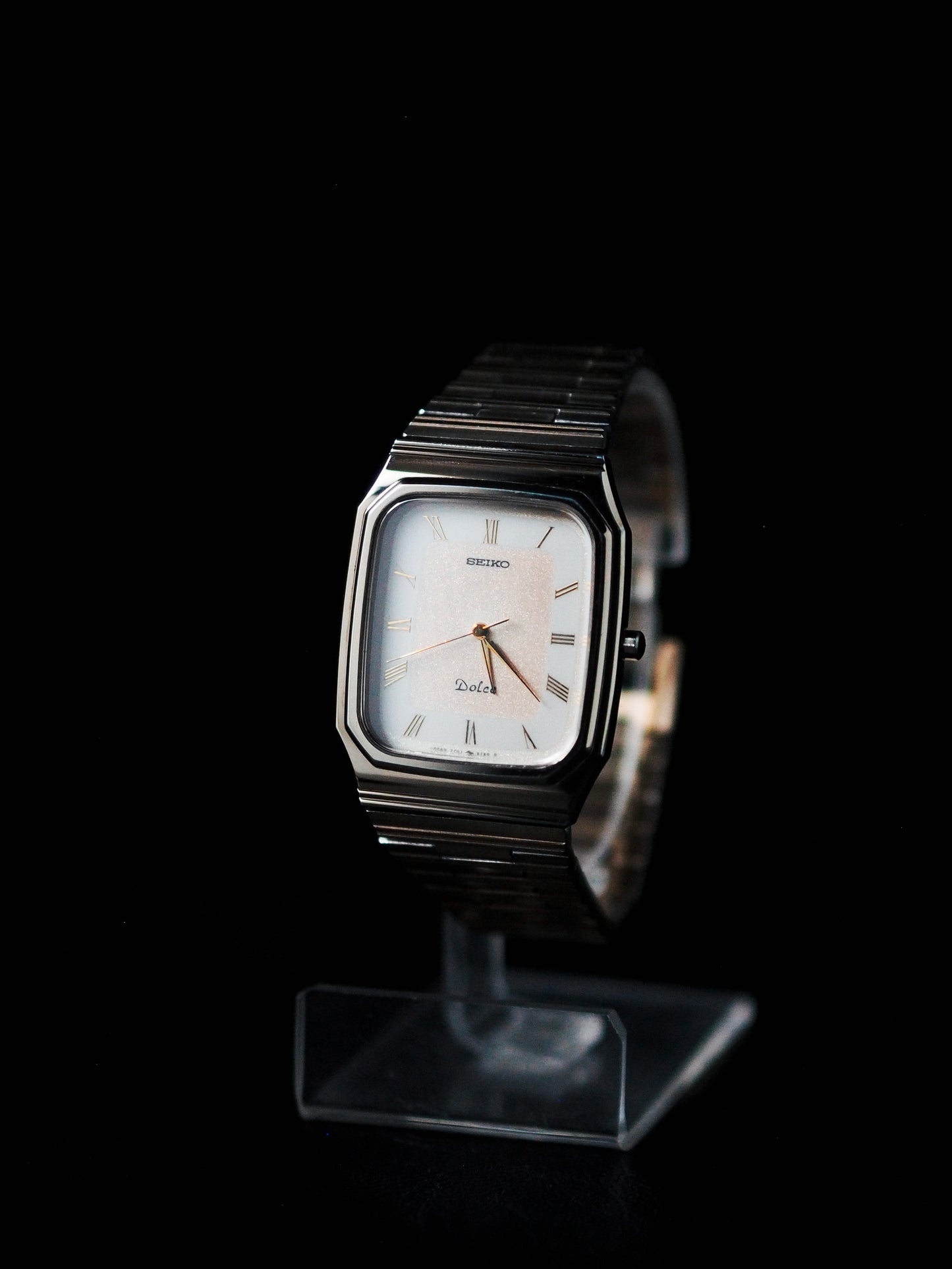 Seiko Dolce 7741-5130 Tank Tungsten Carbide Two Tone Salmon Dial