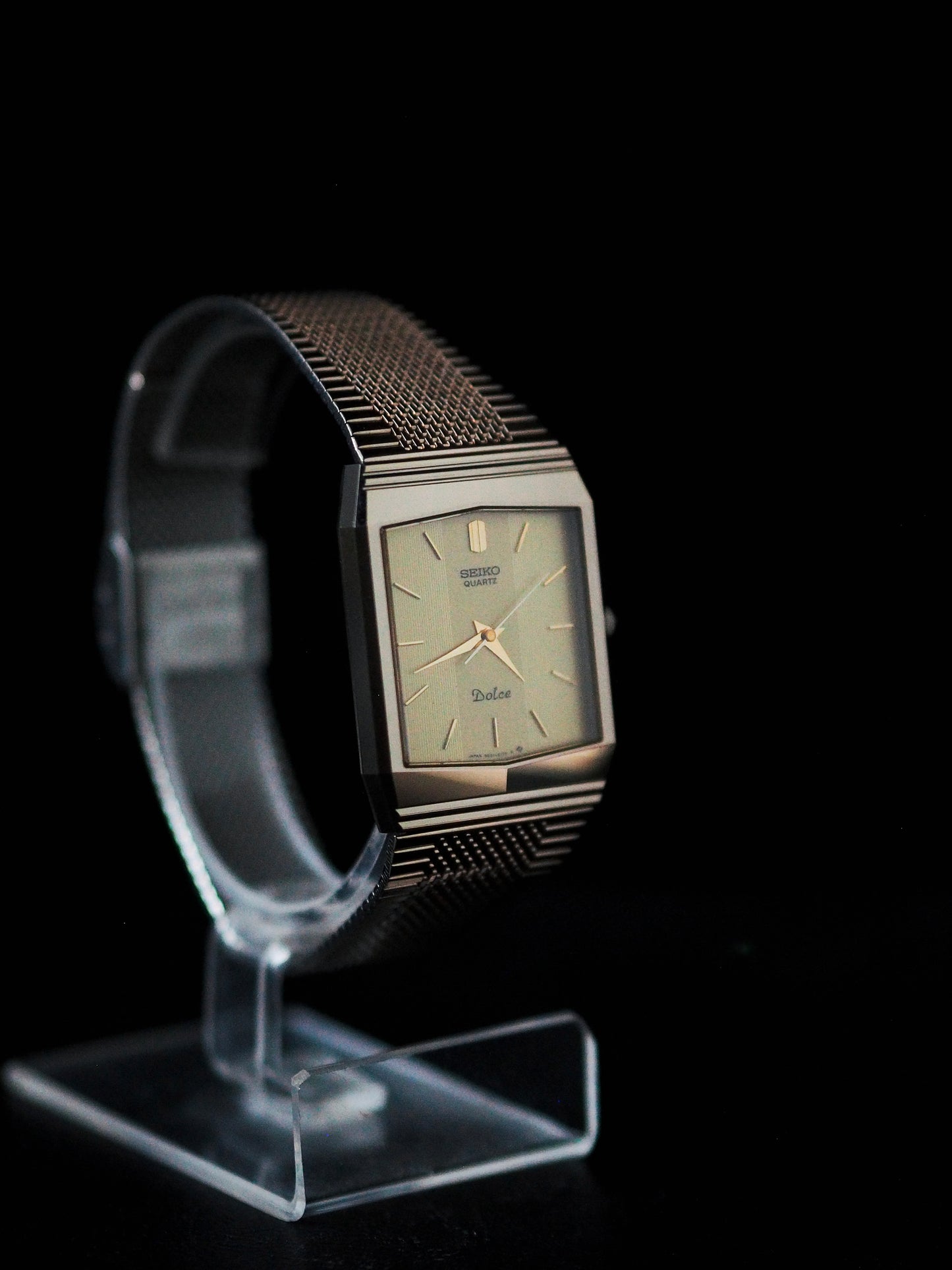 Seiko Dolce 9521-5170 Tank NSAG Gold Champagne Pinstripe Dial