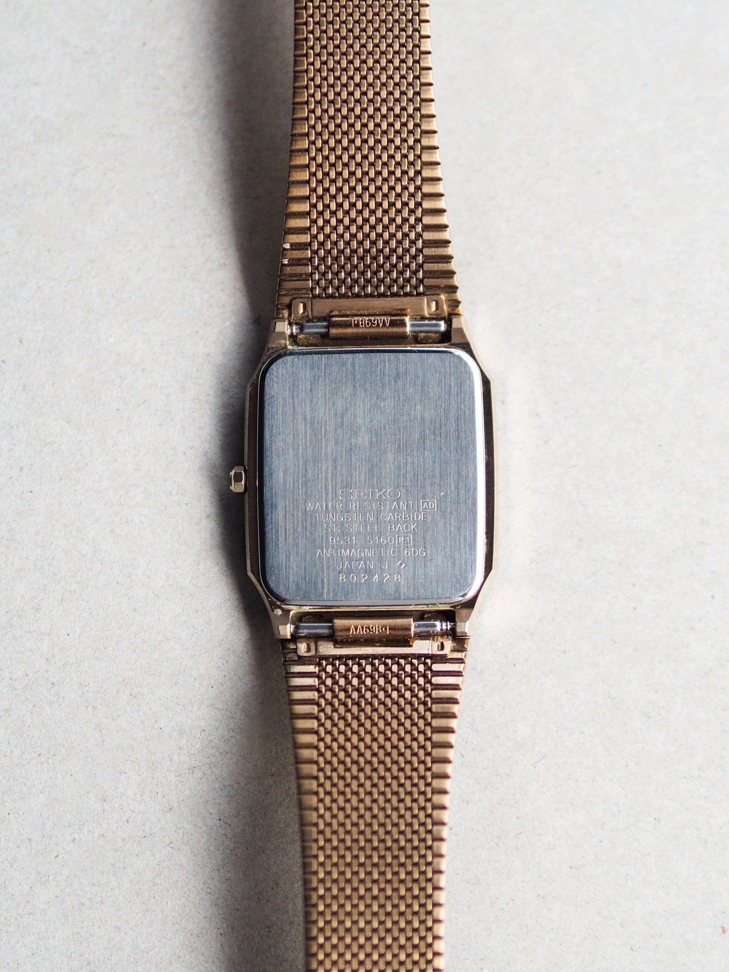 Seiko Dolce 9531-5160 Tank Tungsten Carbide Champagne Pinstripe Dial