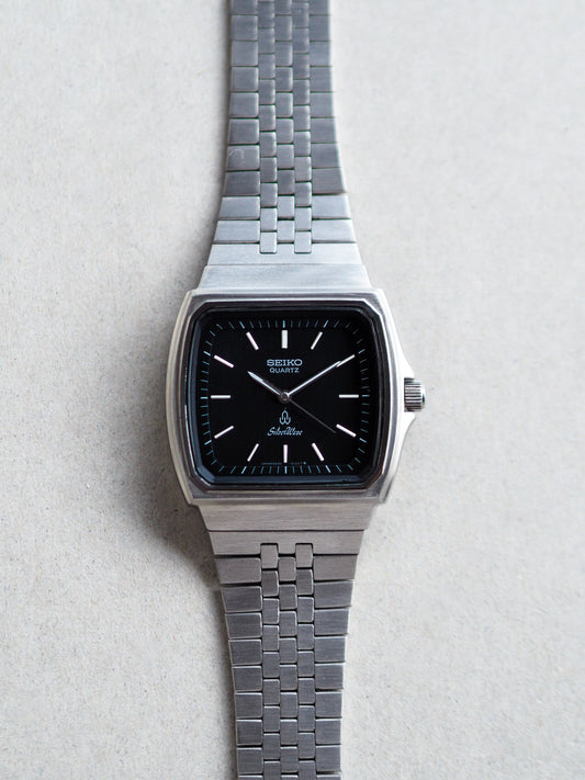 Seiko Quartz 6030-5140 Silverwave TV Shape Black Metallic Dial