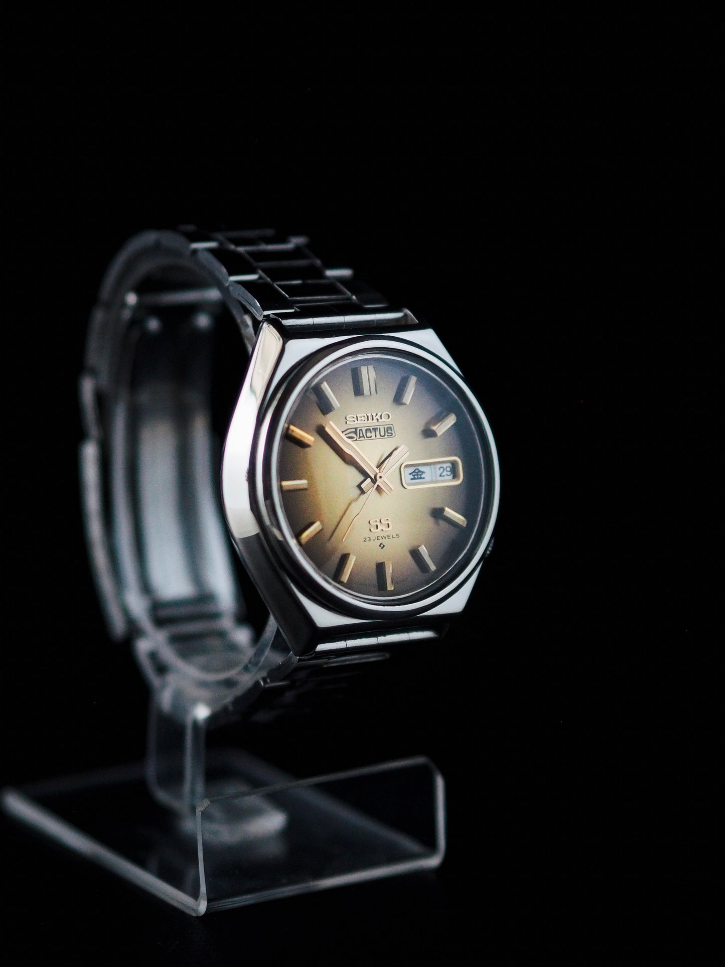 Seiko 5 Actus SS 6106-8690 JDM Rare cadran à facettes en cristal doré brun sunburst