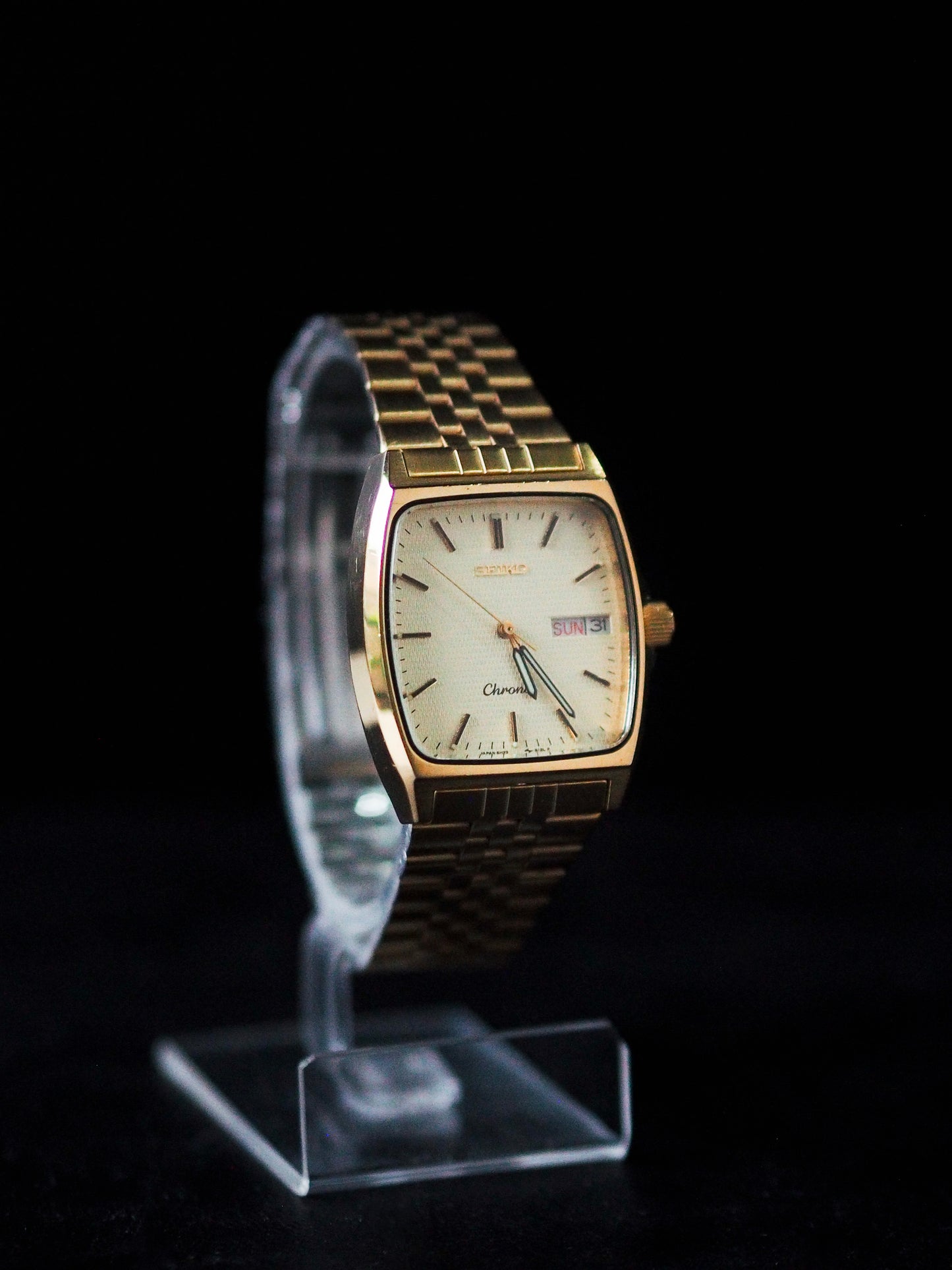 Seiko Chronos Tank 5H23-5110 金色香槟纹理表盘