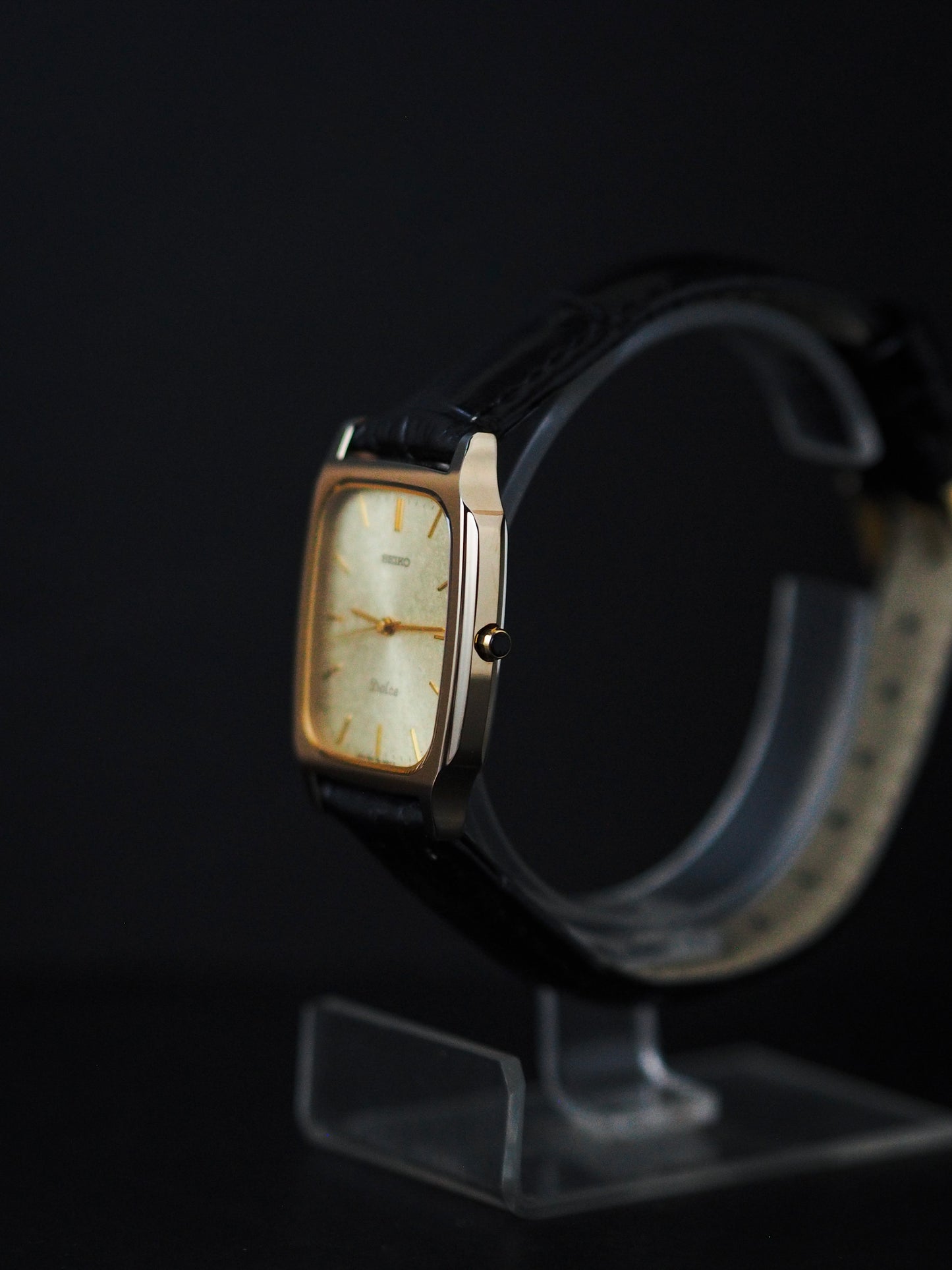 Seiko Dolce 8N41-5070 Tank Tungsten Carbide Gold Brushed Dial