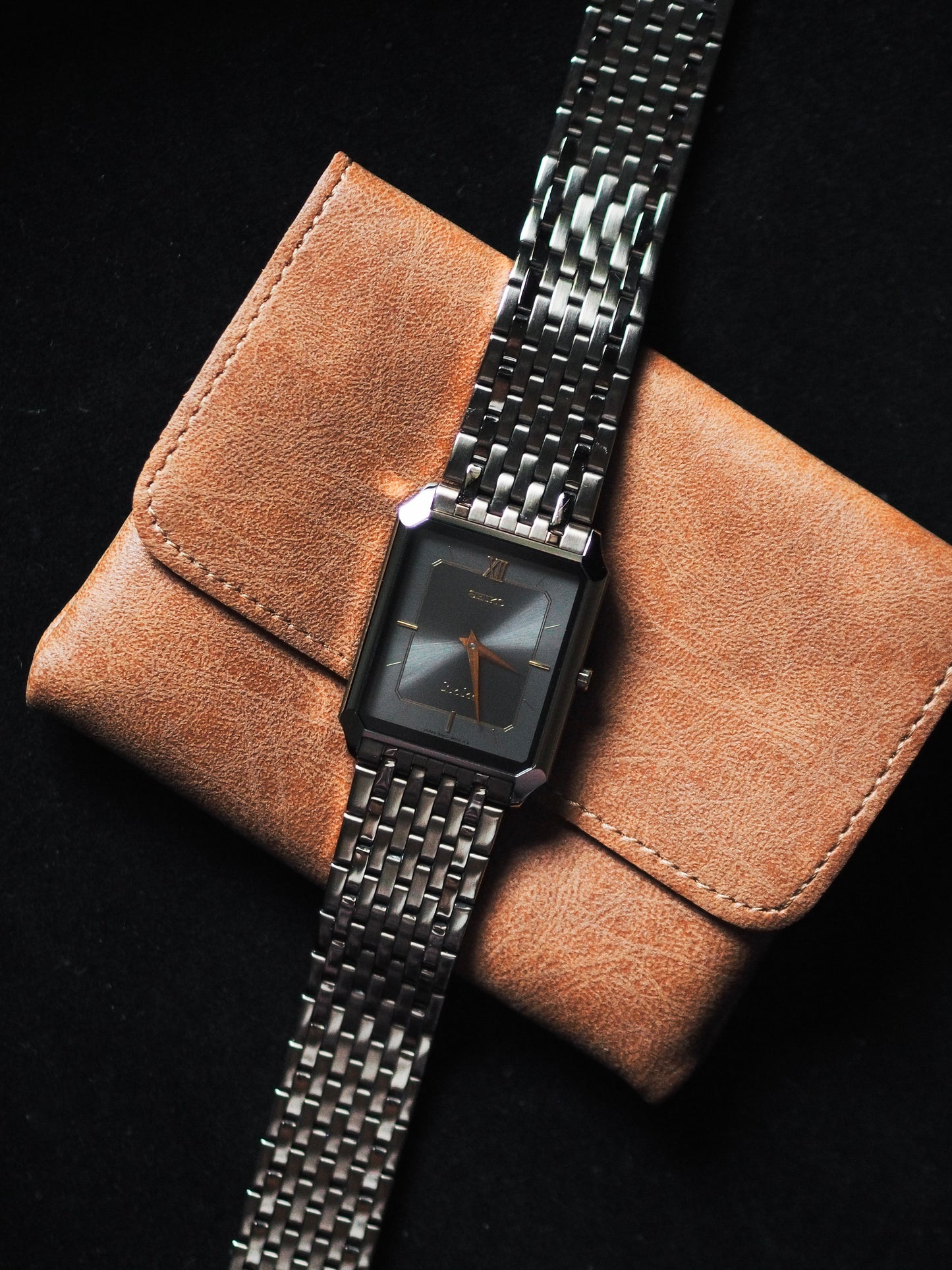 Seiko Dolce 8N40-5050 Tank Tungsten Carbide Gray Dial