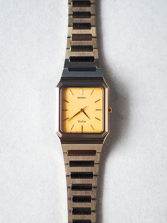 Seiko Dolce 7741-5120 Tank Tungsten Carbide Gold Flake Dial
