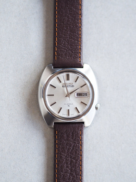 Seiko 5 Actus 7019-7000 JDM Cushion Shaped Silver Sunburst Dial