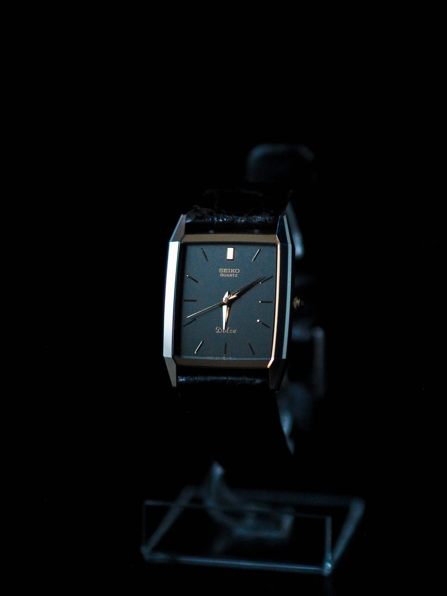 Seiko Dolce 7321-5710 Tank Tungsten Carbide Dark Gray Black Dial