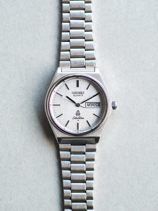 Seiko Quartz 8229-8000 Silverwave Silver Linen Textured Dial