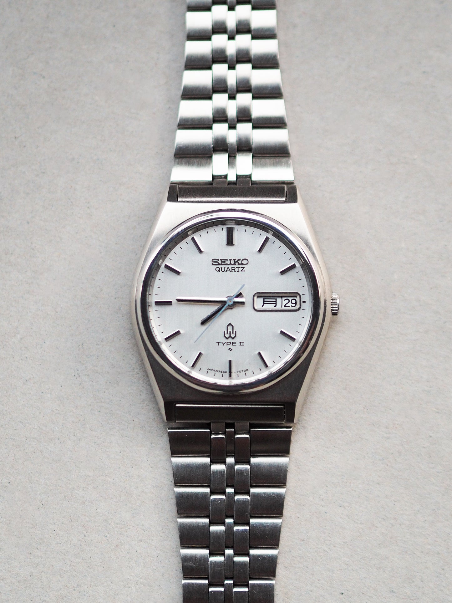 Seiko Type II 7546-700A Silver Linen Textured Dial
