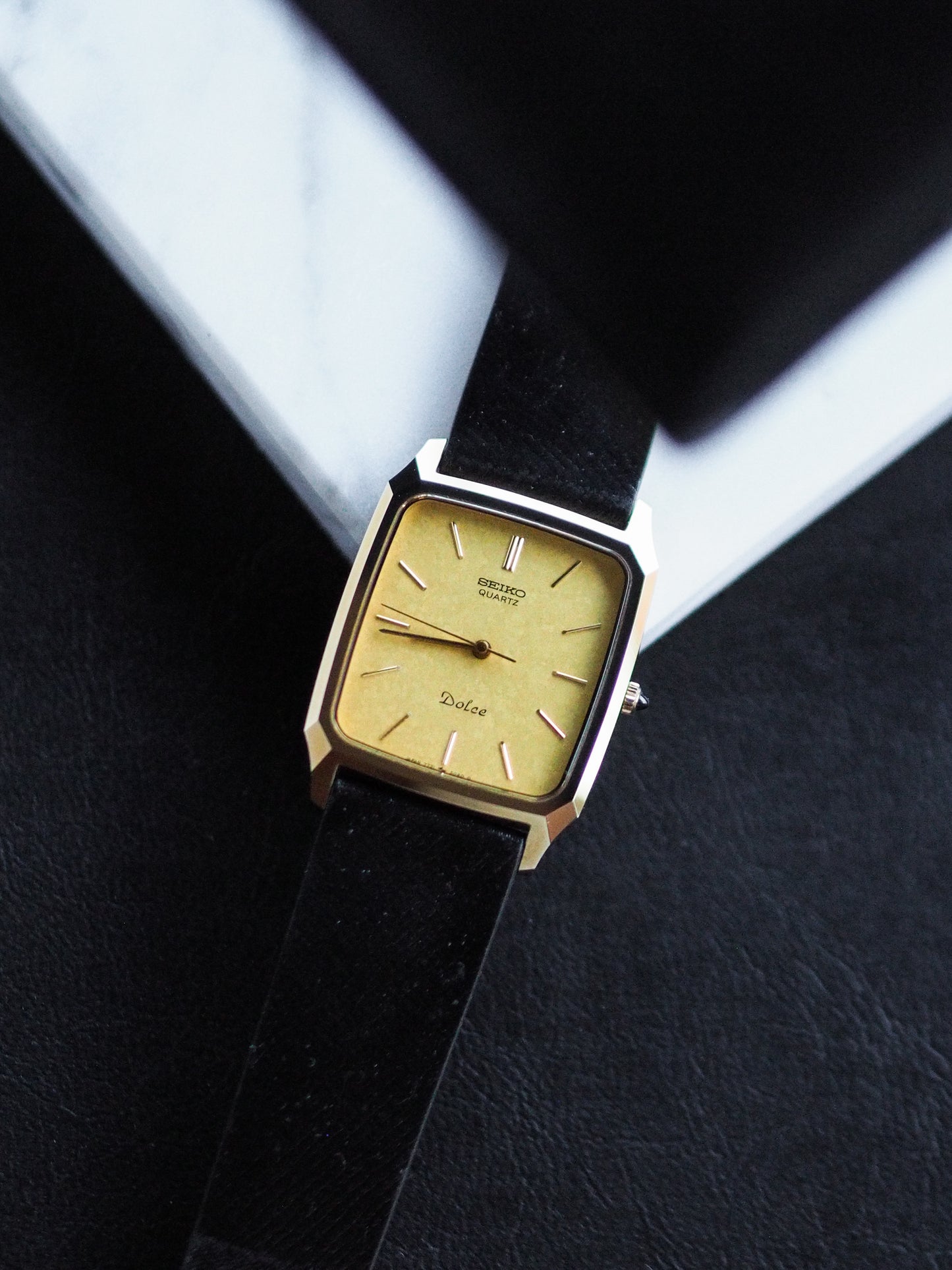 Seiko Dolce 7731-5040 Tank NSCG Gold Textured Dial