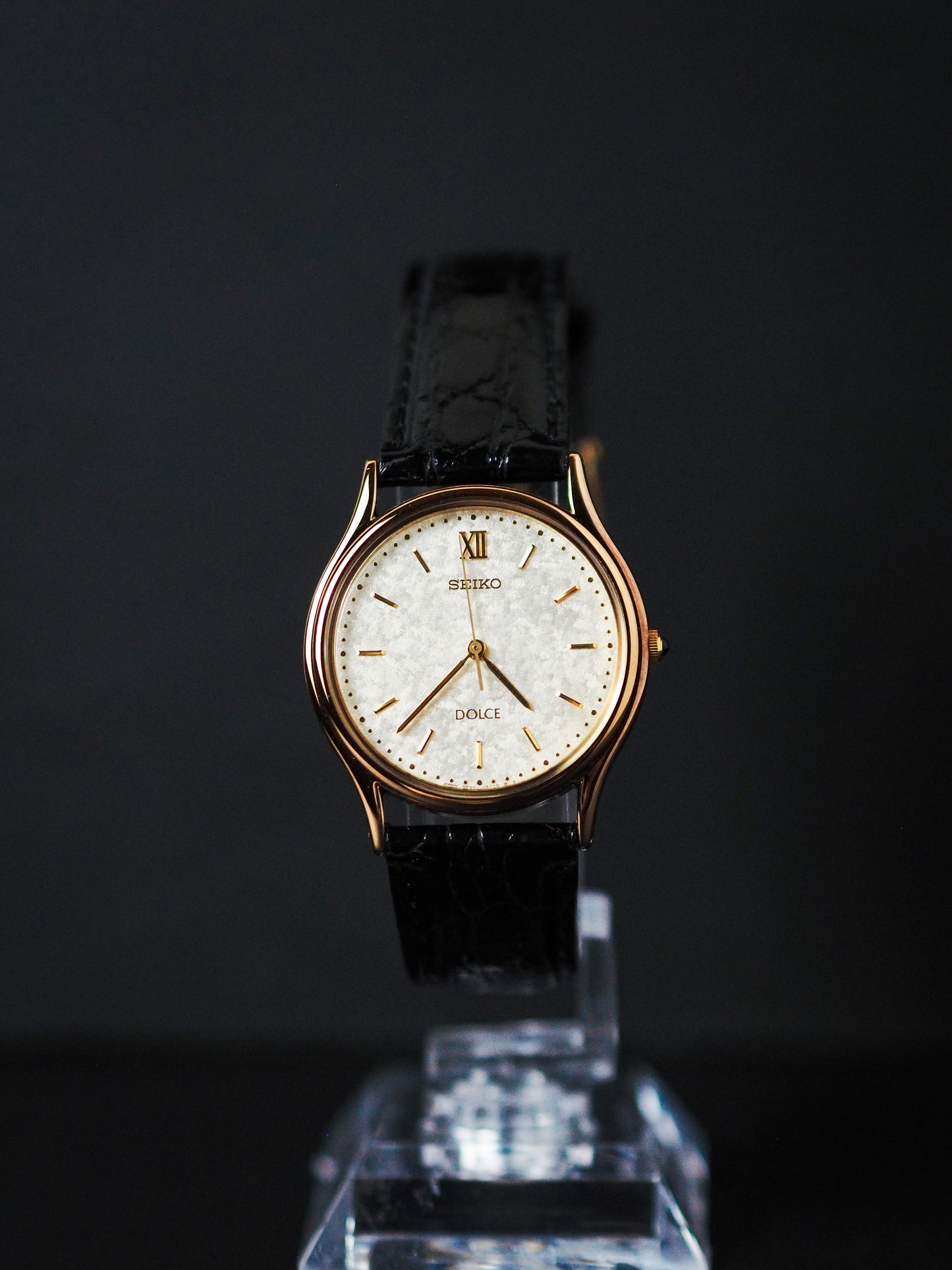 Seiko Dolce 5E31-6070 Gold White Kira-zuri Textured Dial