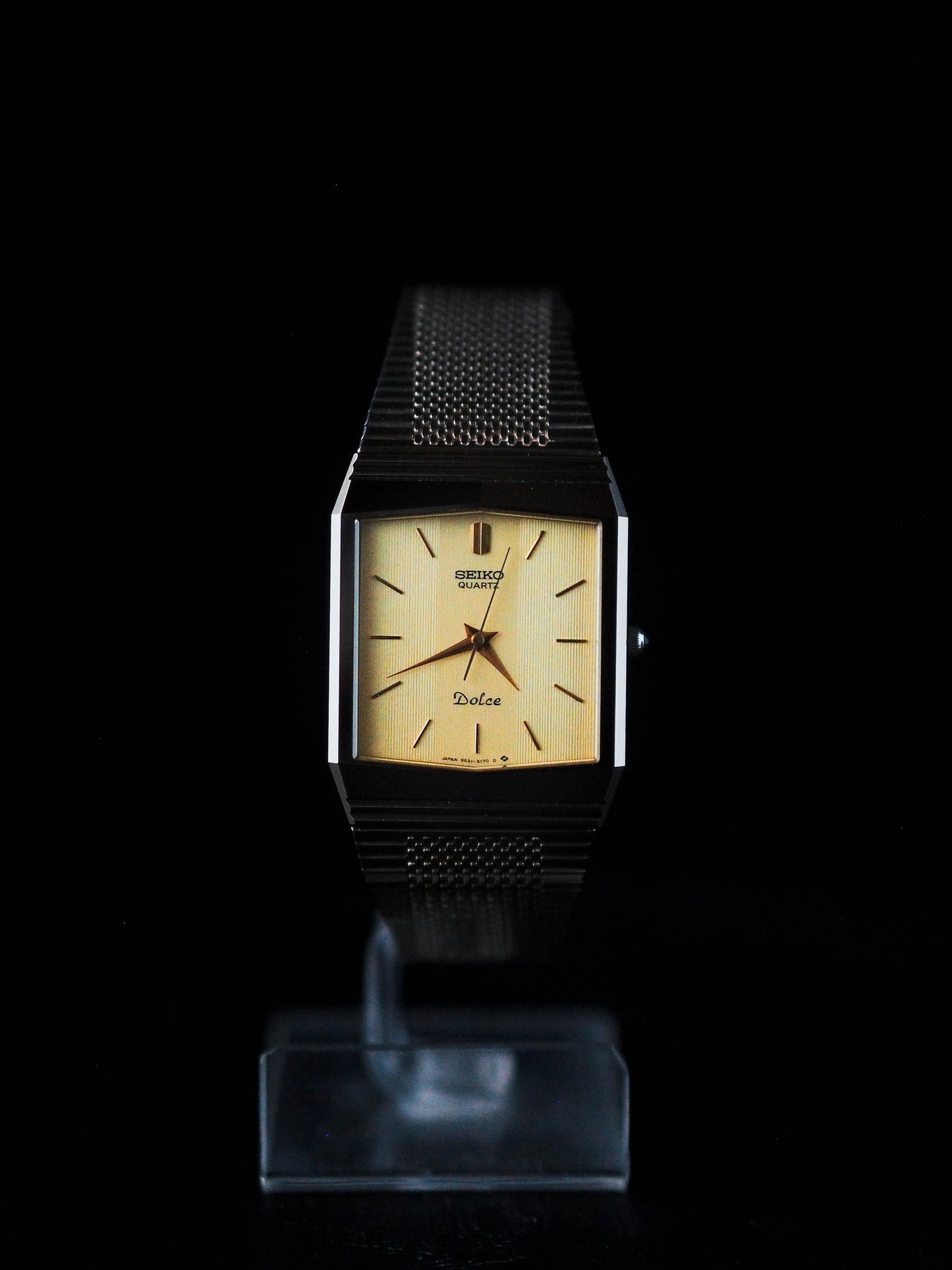 Seiko Dolce 9521-5170 Tank NSAG Gold Champagne Pinstripe Dial