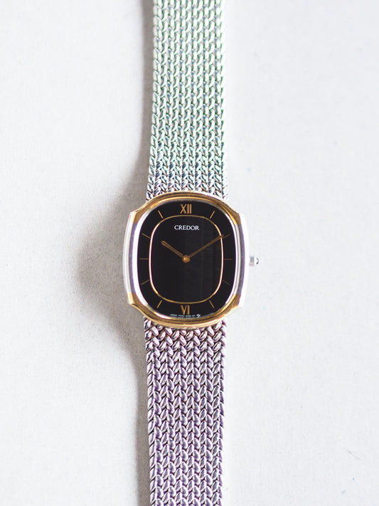 Credor 7770-5141 18KT Bezel Black Marble Dial