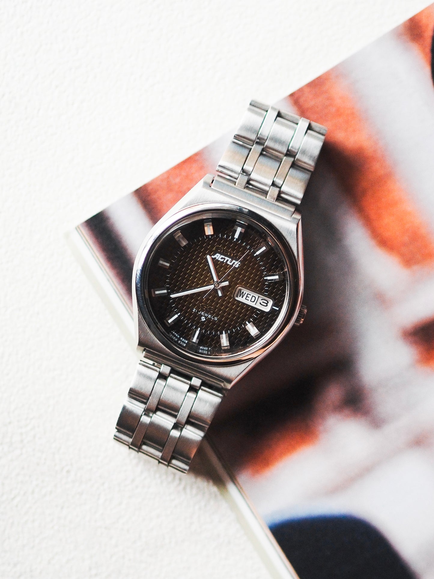 Seiko Actus SS 6306-8030 JDM Faceted Crystal Shuriken Brown Dial