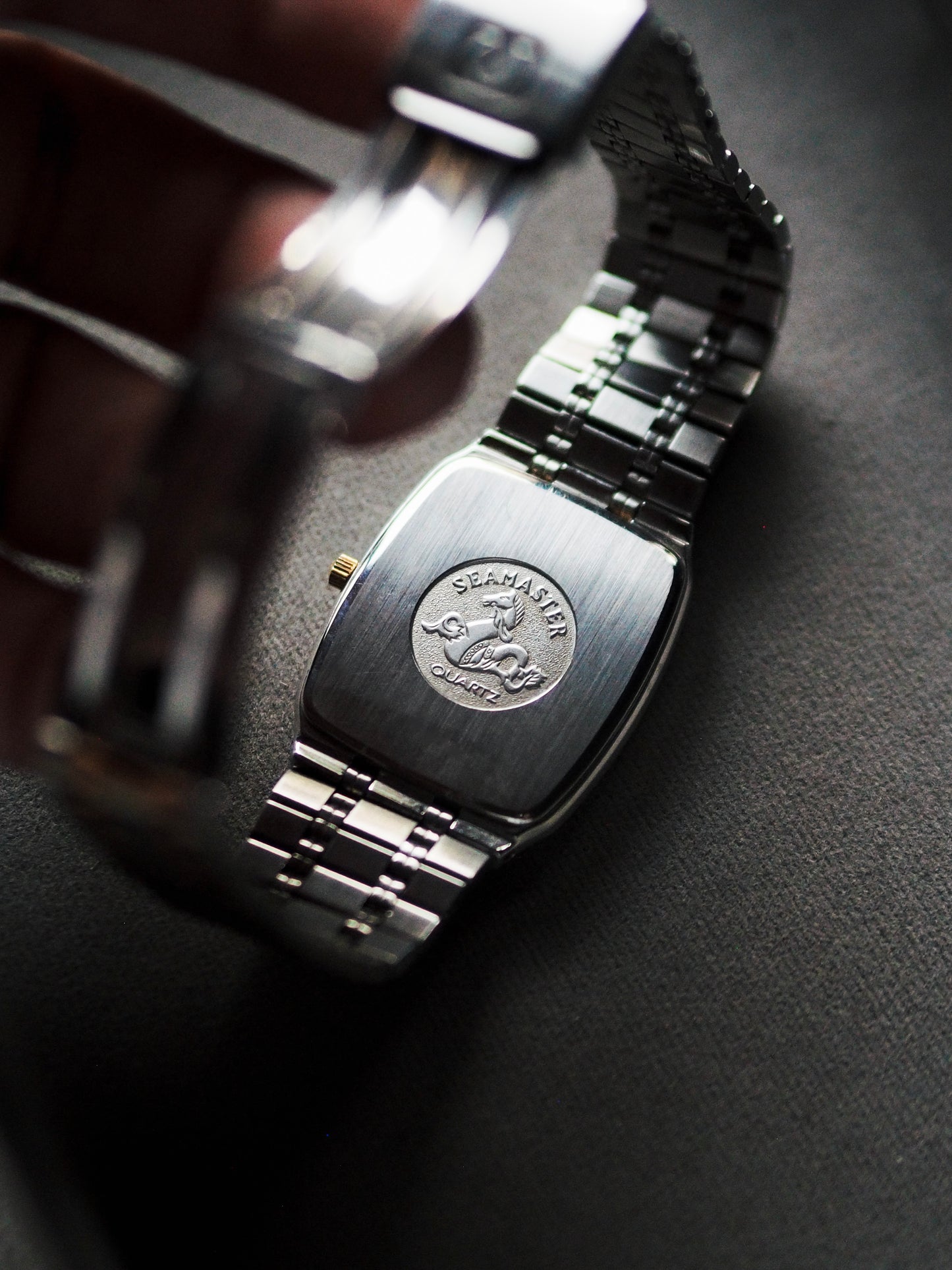 Omega Seamaster Quartz 1430 Tank Two Tone White Dial