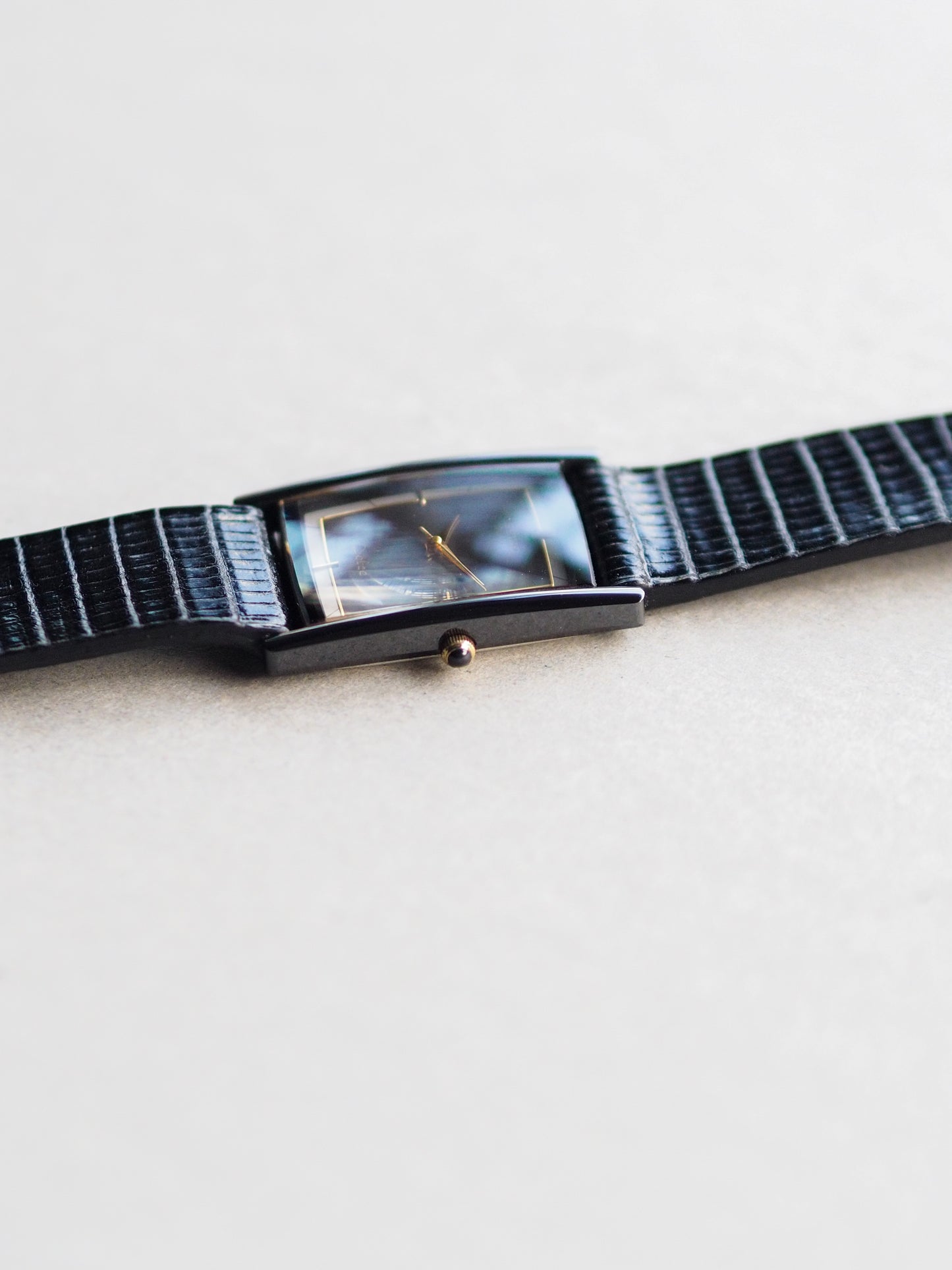 Seiko Dolce 7321-583A Quartz Tank Black Ceramic Black Tuxedo Dial