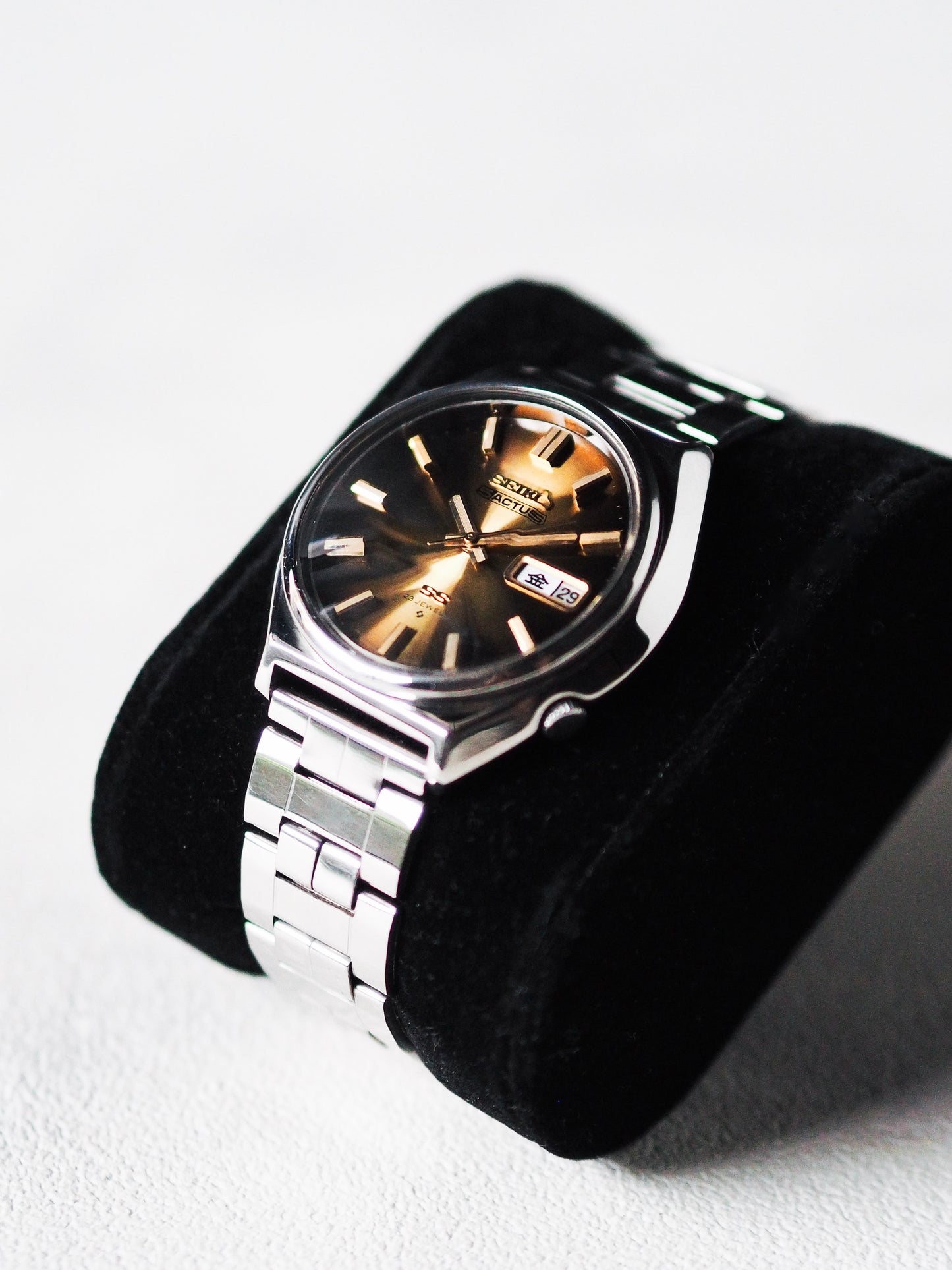 Seiko 5 Actus SS 6106-8690 JDM Rare cadran à facettes en cristal doré brun sunburst