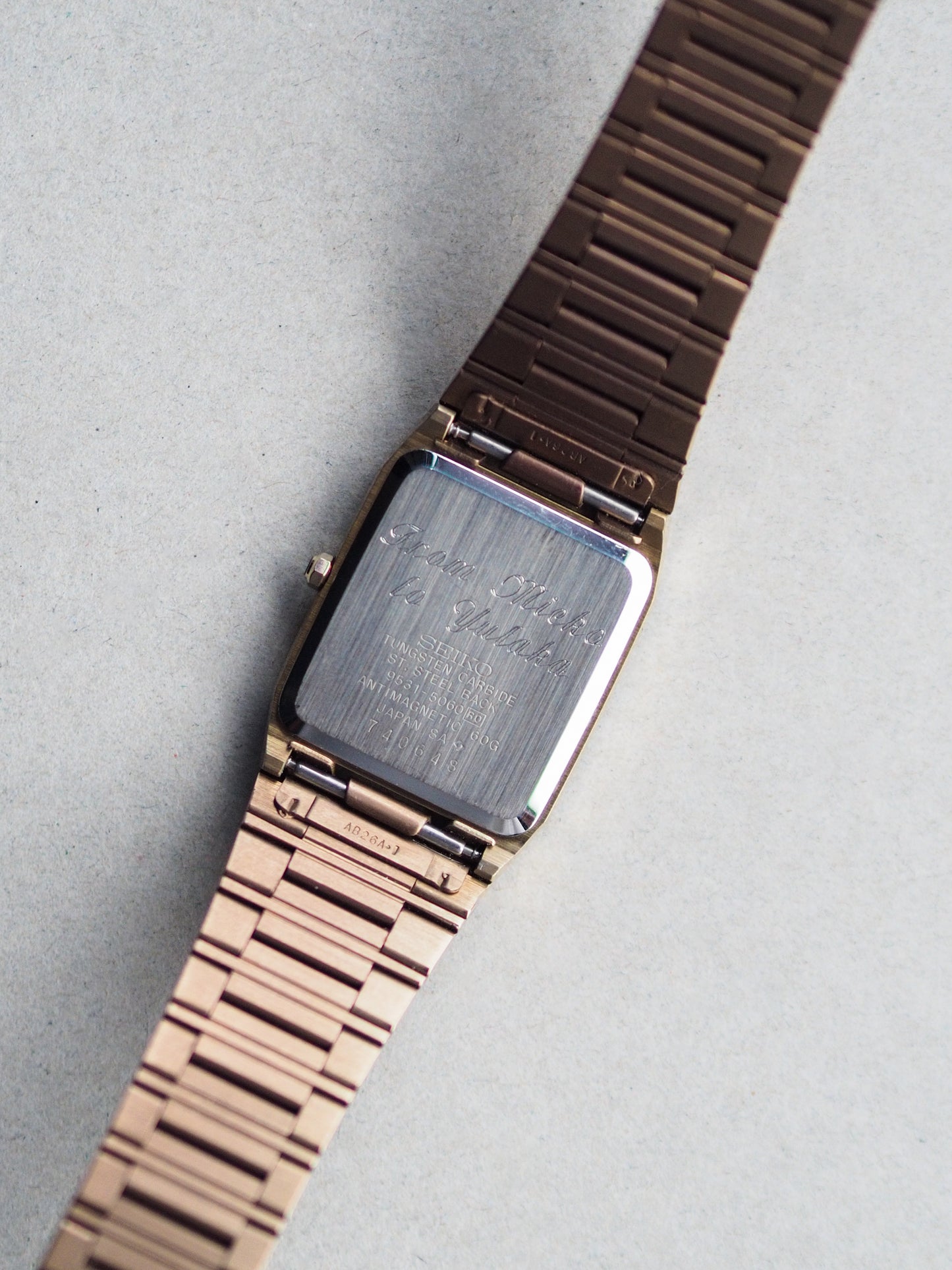 Seiko Dolce 9531-5060 Tank Tungsten Carbide Brown Sand Textured Dial