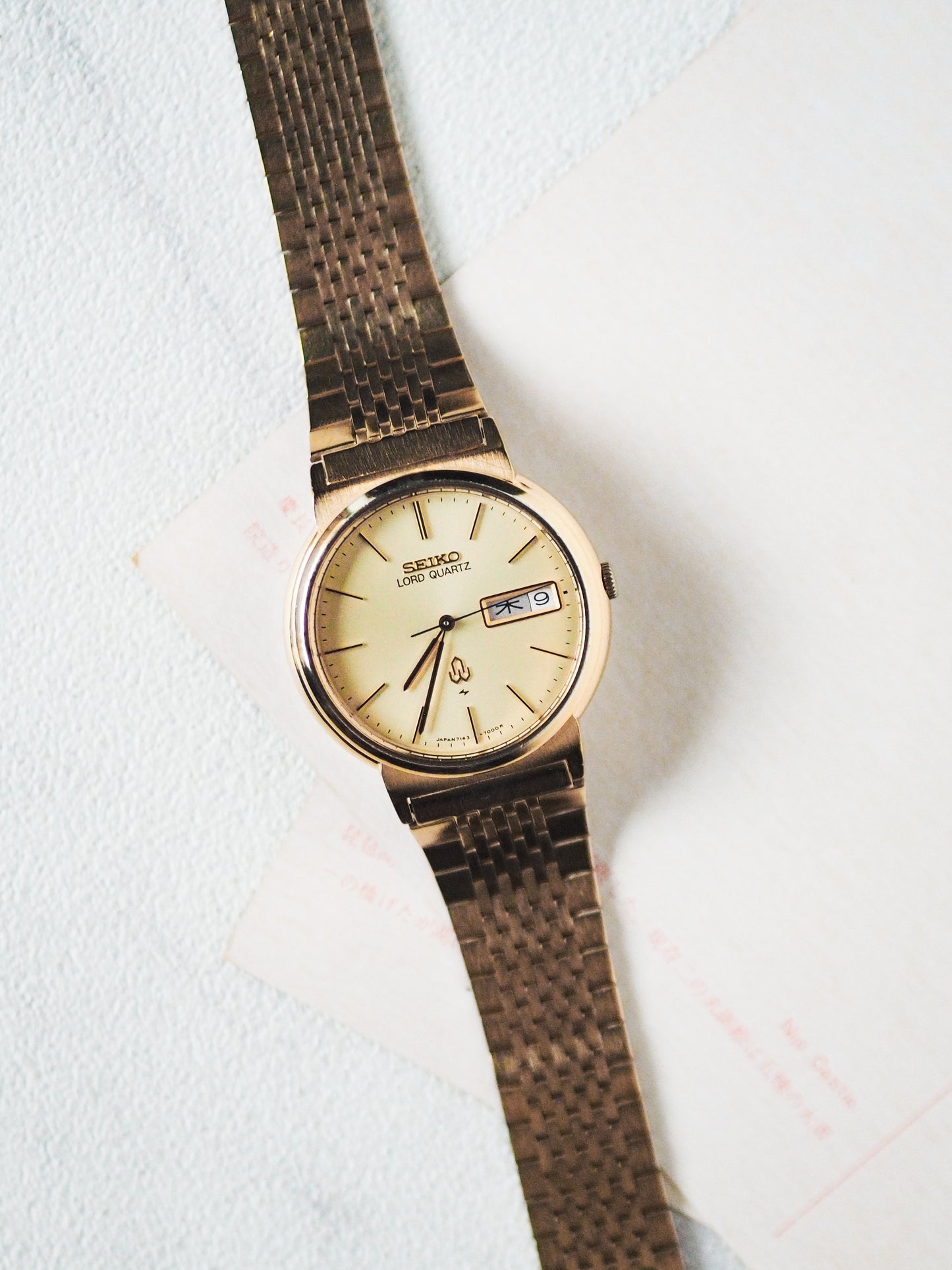 Seiko Lord Quartz 7143-7000 SGP All Gold Champagne Dial