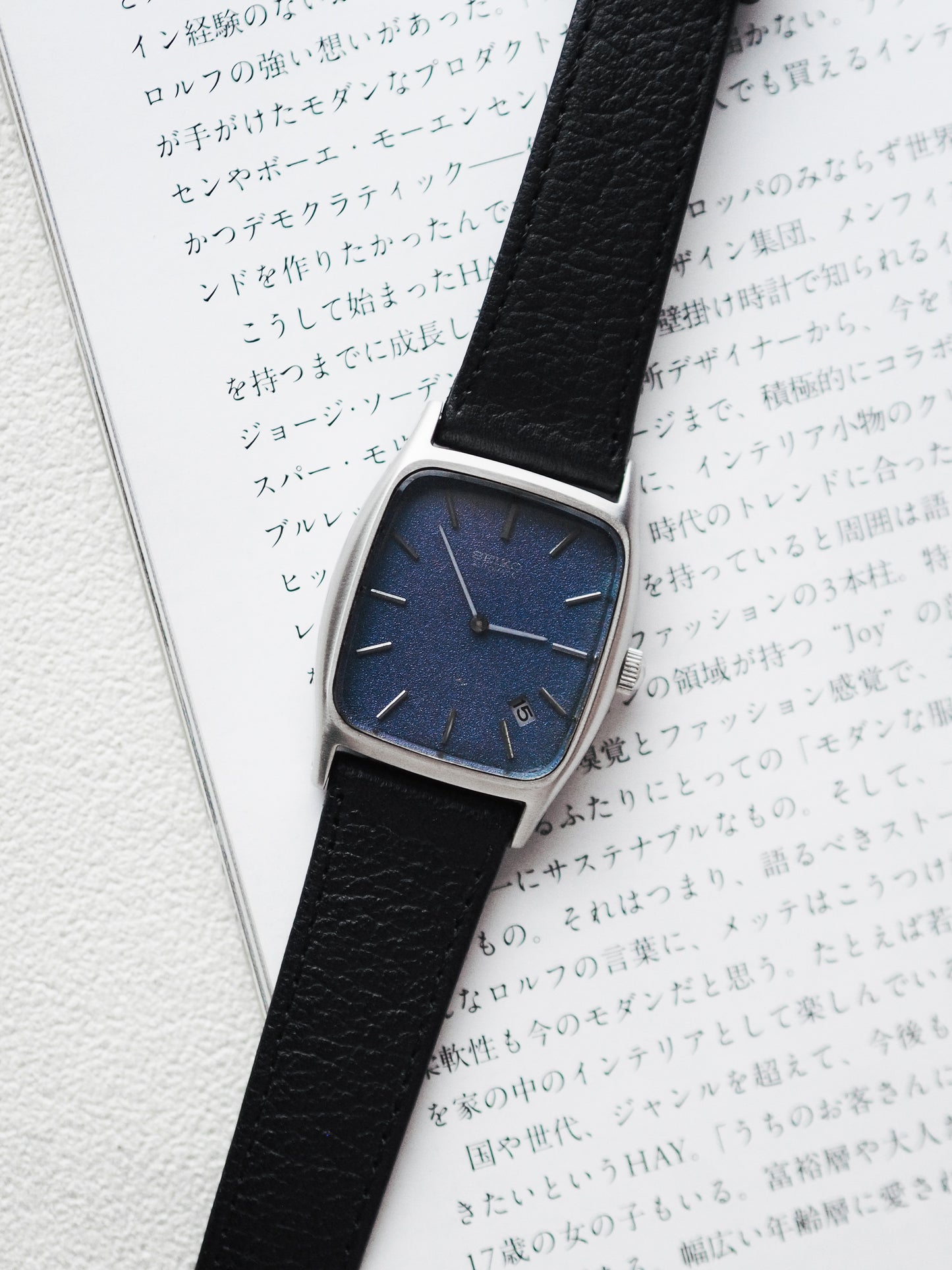 Seiko Chariot Automatic 2418-301A Tank Blue Sand Textured Dial