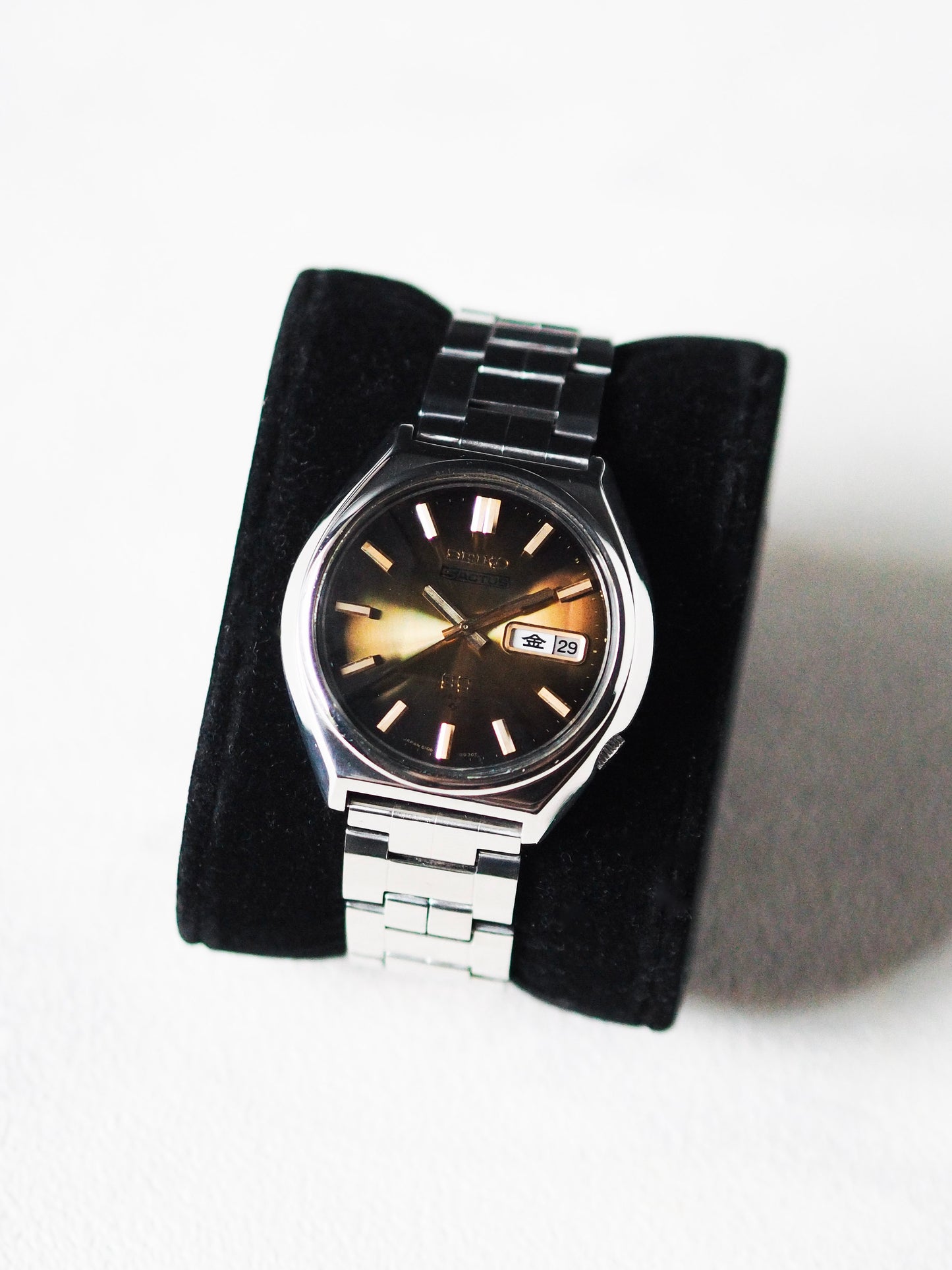 Seiko 5 Actus SS 6106-8690 JDM Rare cadran à facettes en cristal doré brun sunburst