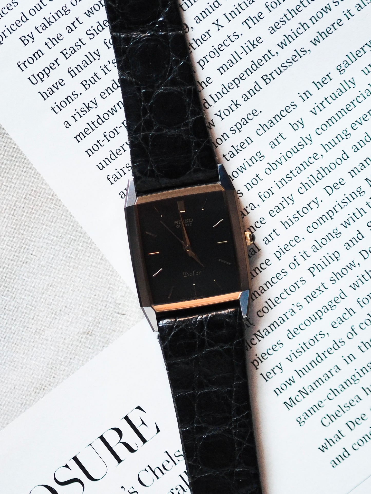 Seiko Dolce 7321-5710 Tank Tungsten Carbide Dark Gray Black Dial