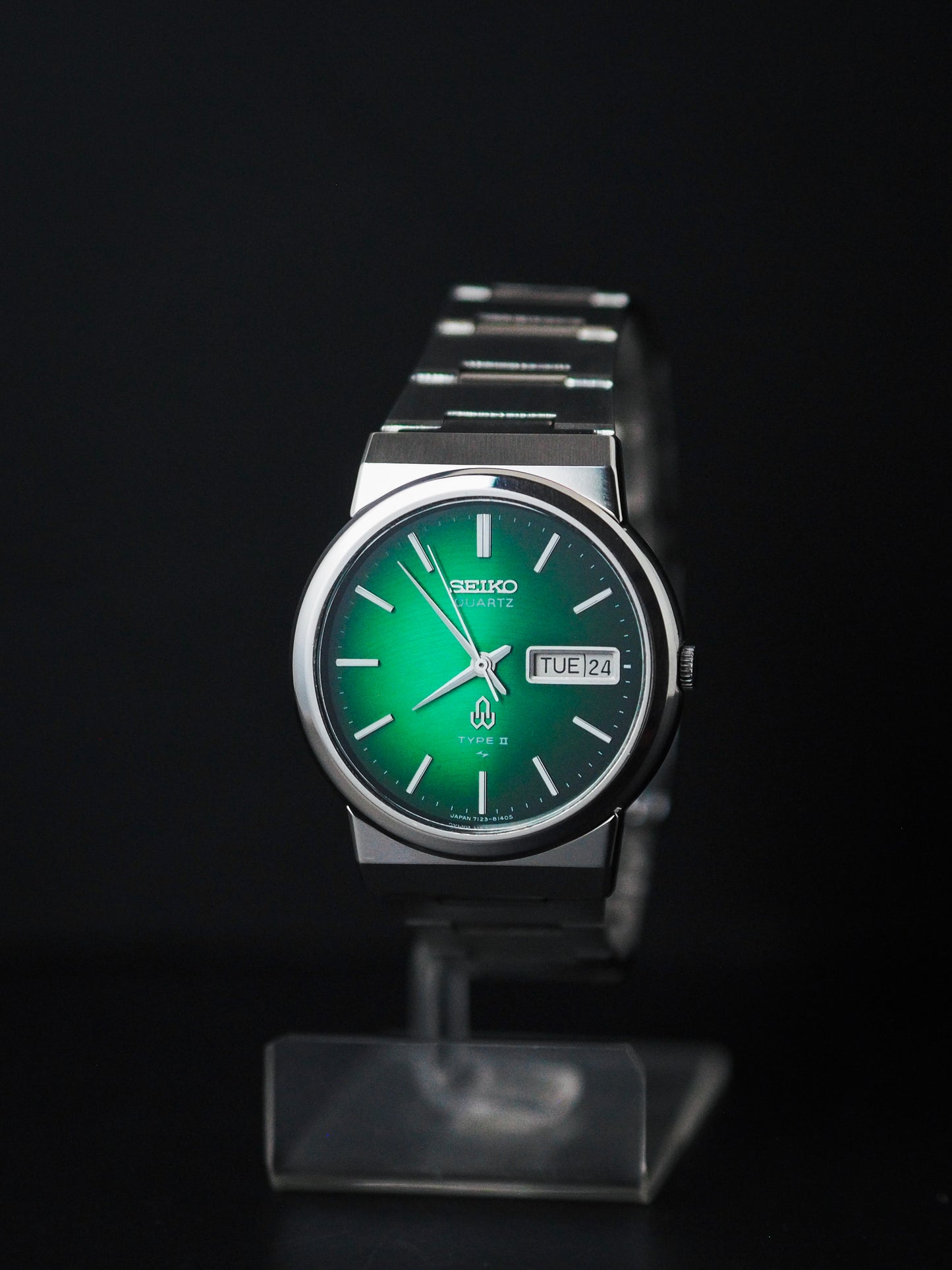 Seiko Type II 7123-8120 Green Curve Linen Textured Dial