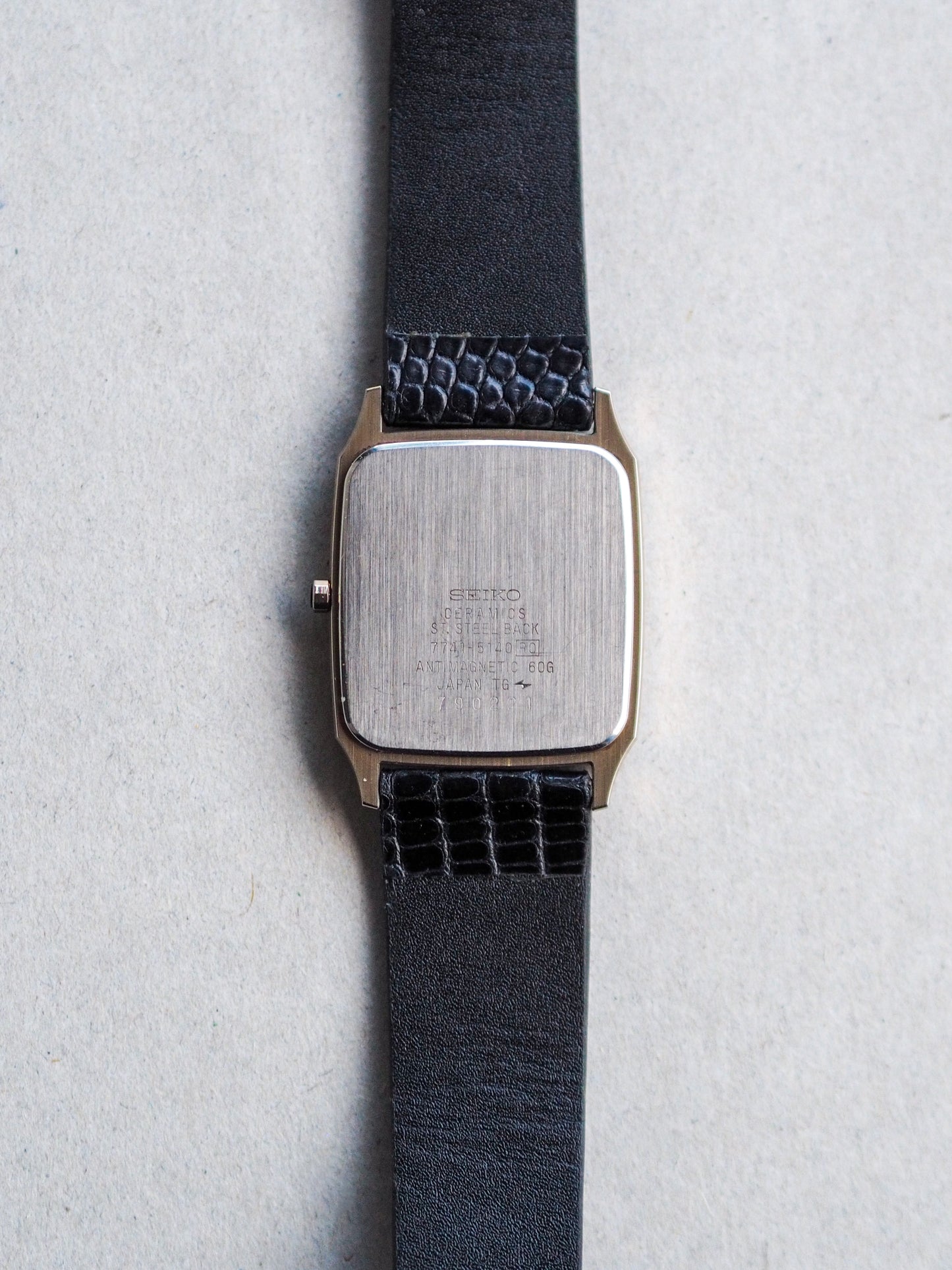 Seiko Dolce 7741-5140 Tank Ceramics Gold Flake Dial