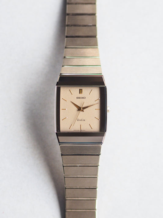 Seiko Dolce 9531-5060 Tank Tungsten Carbide Brown Sand Textured Dial