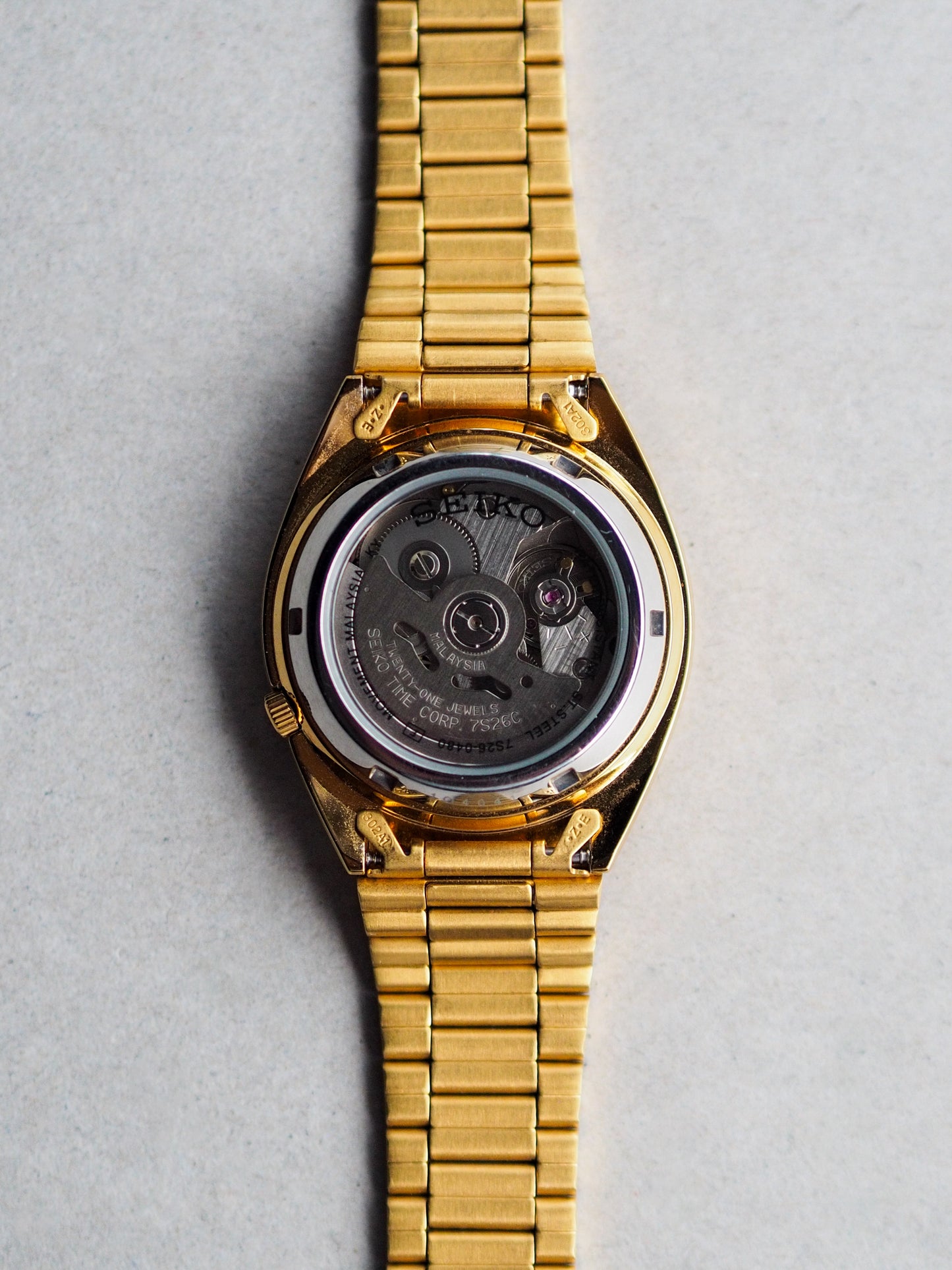 Seiko 5 SNXL72 7S26-0480 Automatic Gold Tone Gold Checkered Dial