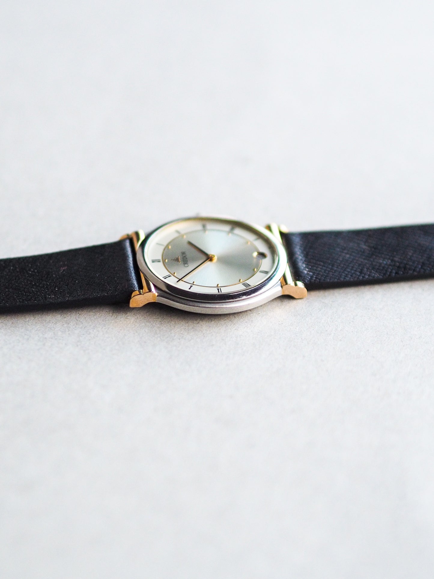 Credor 7779-6000 Two Tone 18K Gold lugs Silver Sunburst Roman Dial