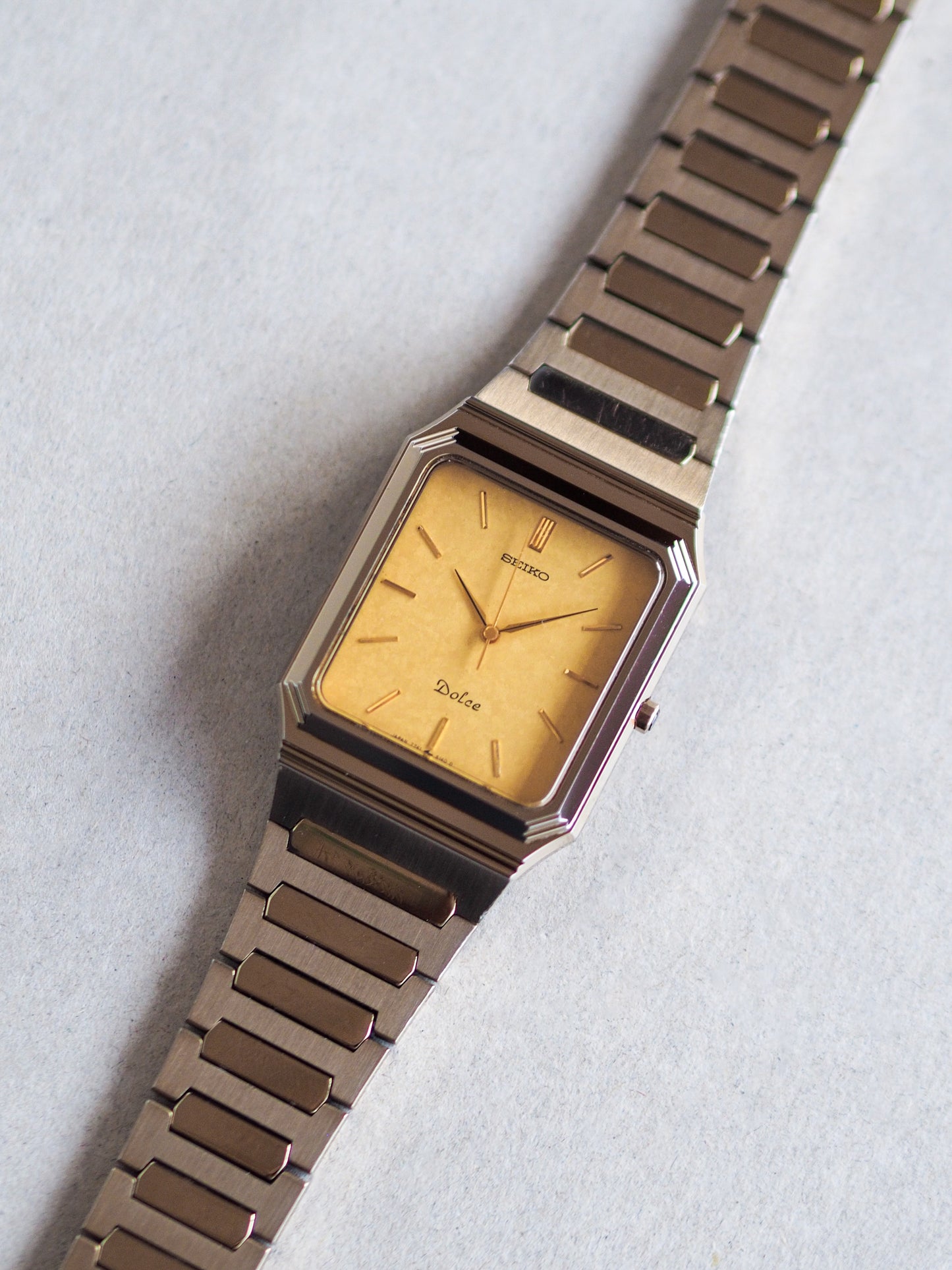 Seiko Dolce 7741-5120 Tank Tungsten Carbide Gold Flake Dial