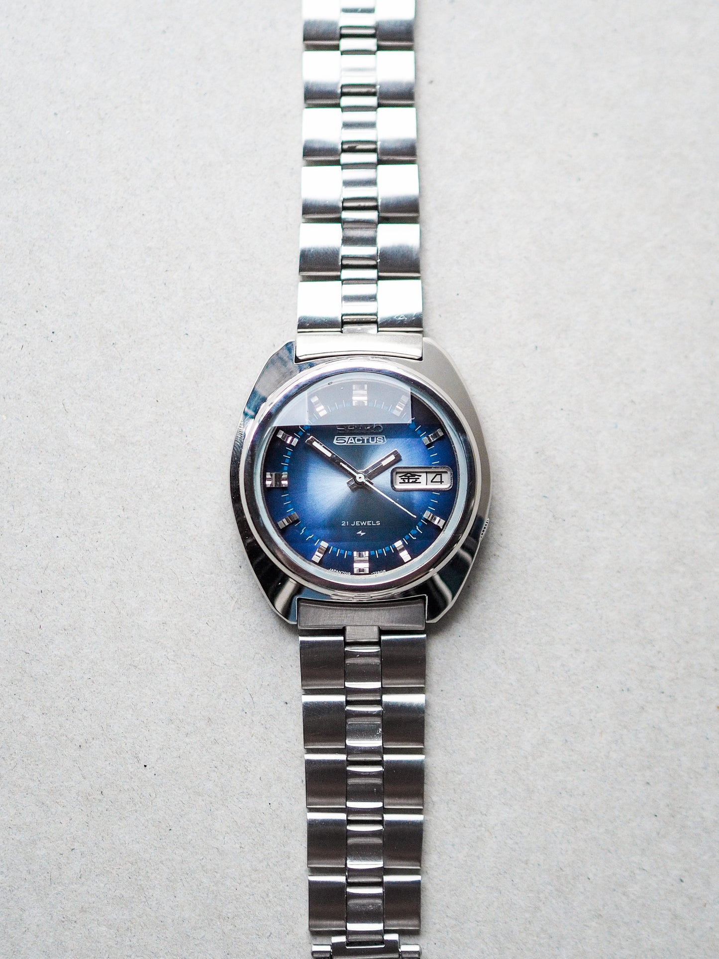 Seiko 5 Actus 7019-7350 JDM Faceted Crystal Blue Sunburst Dial