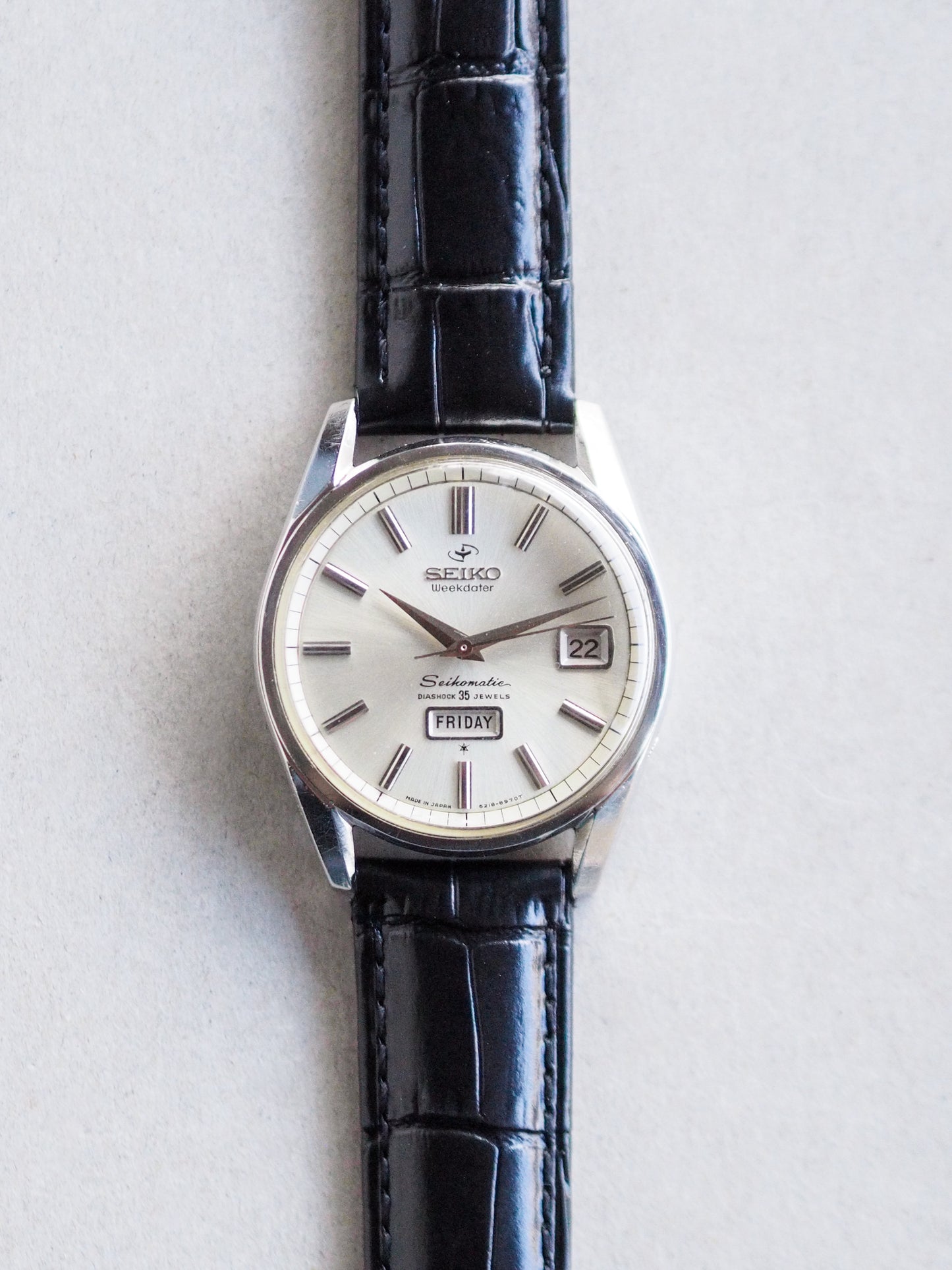 Seiko Seikomatic 6218-8970 Weekdater AD Silver Sunburst Dial