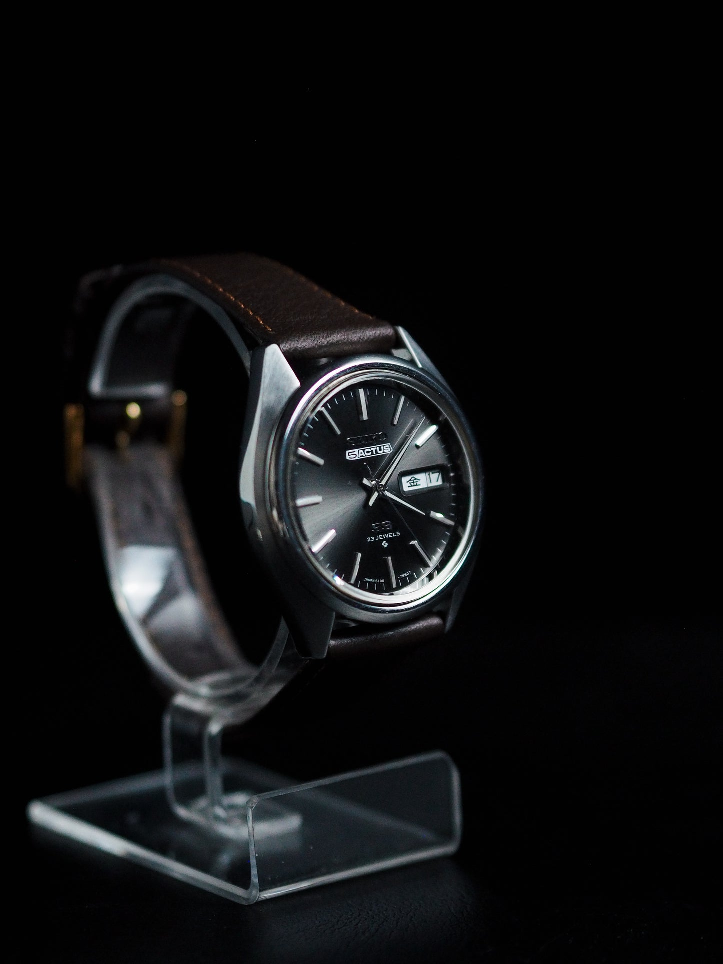 Seiko 5 Actus SS 6106-7480 JDM Black Sunburst Dial