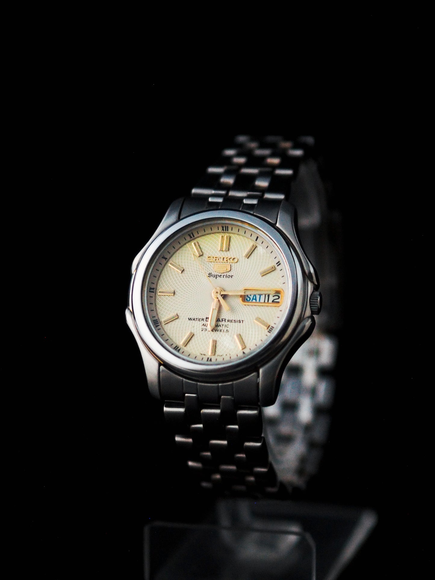 Seiko 5 Superior 7S36-0030 Cream whirlpool Textured Dial