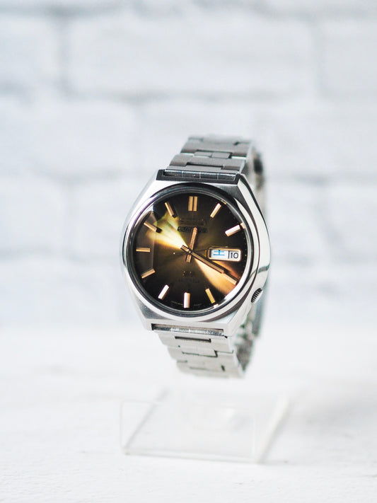 Seiko 5 Actus SS 6106-8690 JDM Faceted Crystal Golden Brown Sunburst Dial