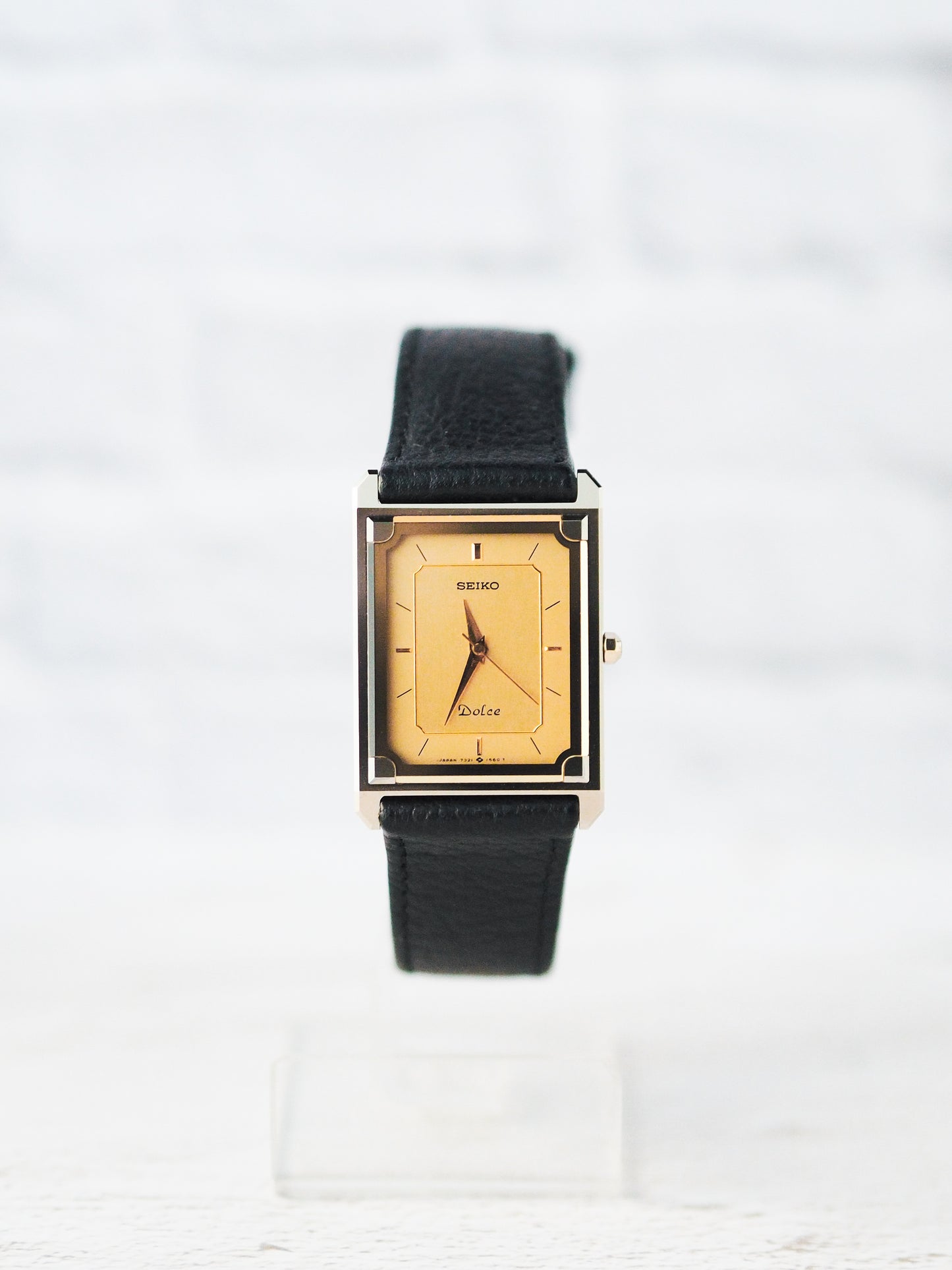 Seiko Dolce 7321-5990 Tank Tungsten Carbide Gold Dial