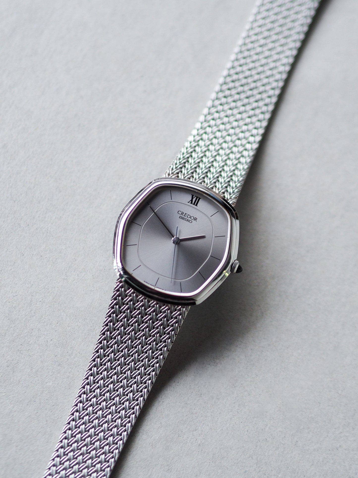 Credor Seiko 5931-5230 Hexagon Silver Sunburst Dial